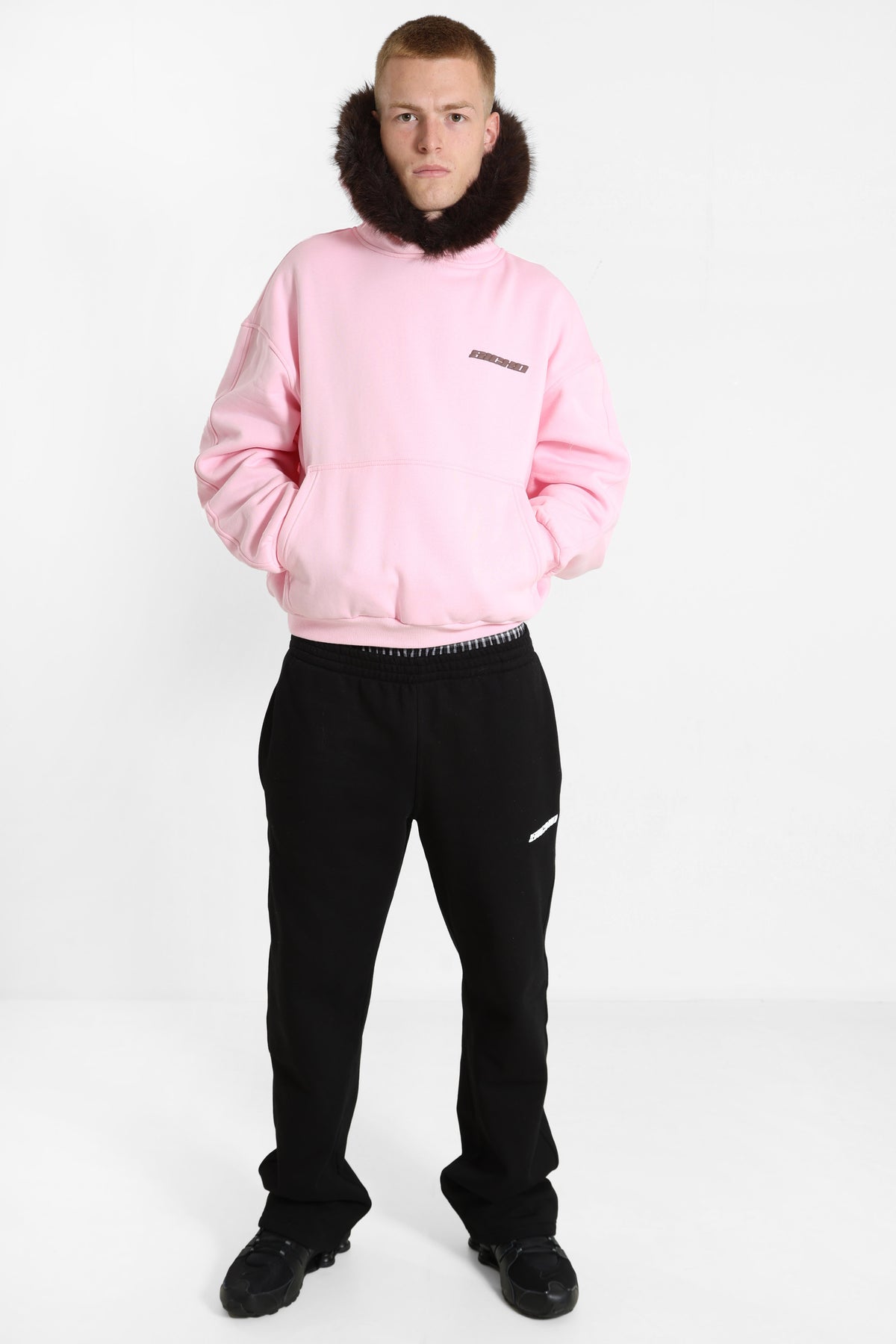 Kapuzensweatshirt - Pink + Braun