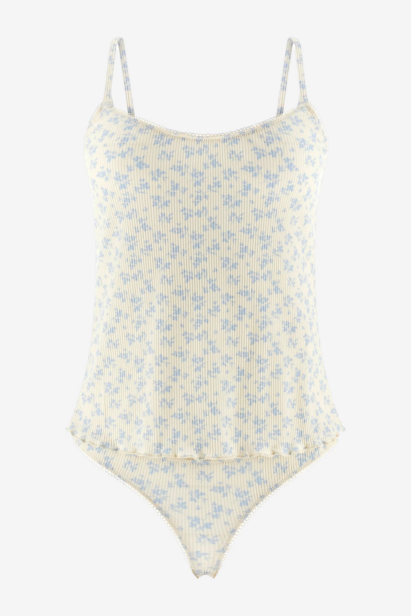 Set: Trägertop & String - Light Beige + Light Blue