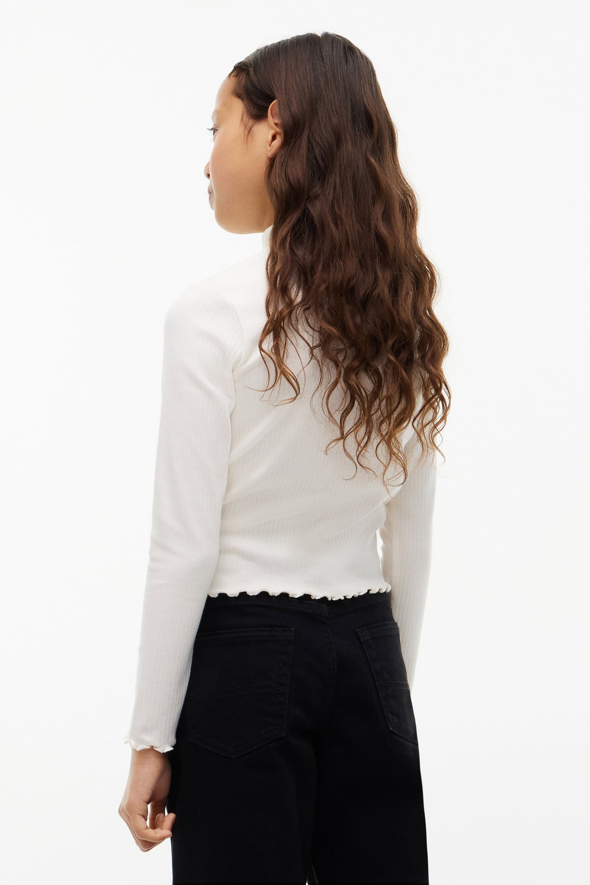 Geripptes Langarmshirt - Off White