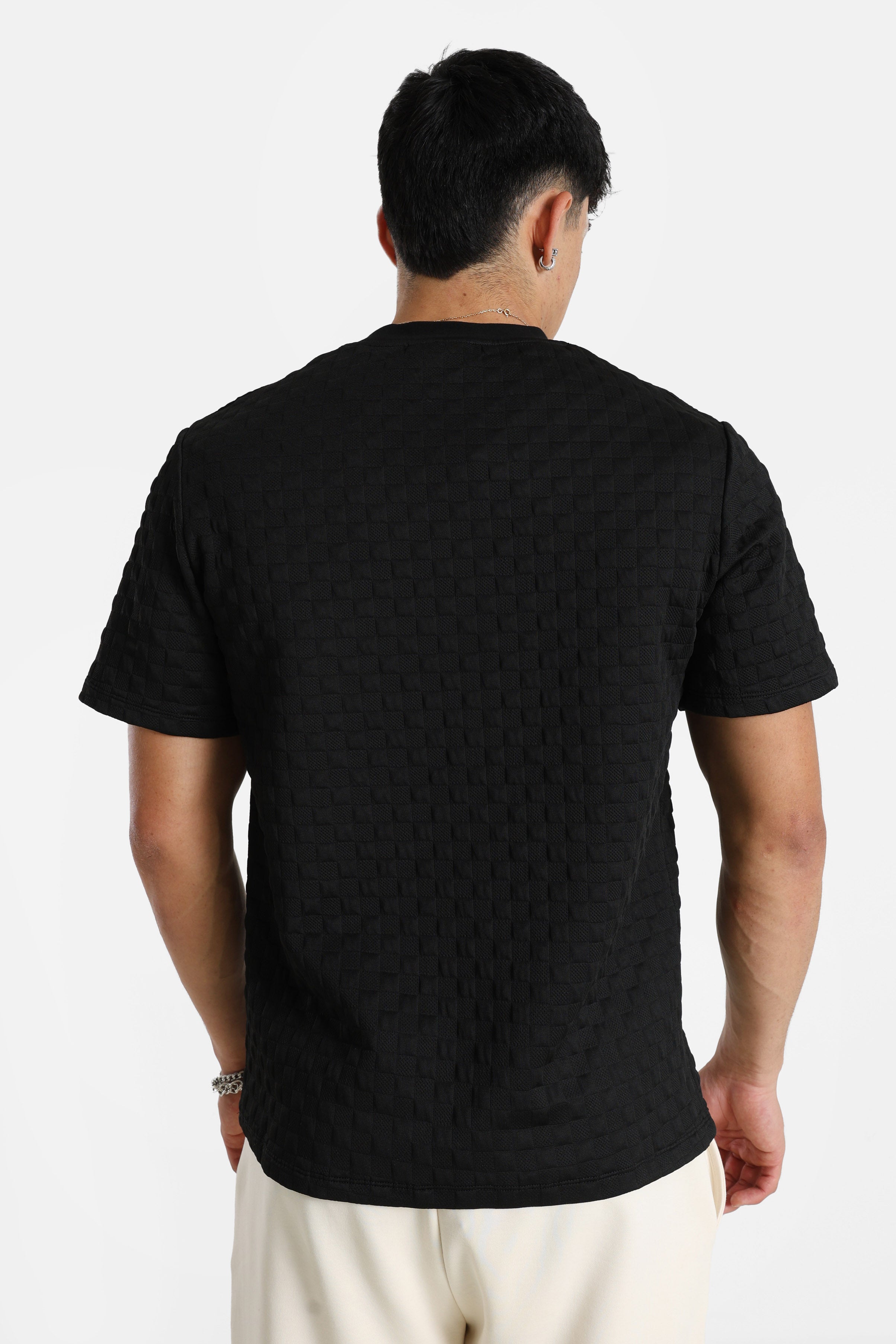 Strukturiertes T-Shirt - Schwarz