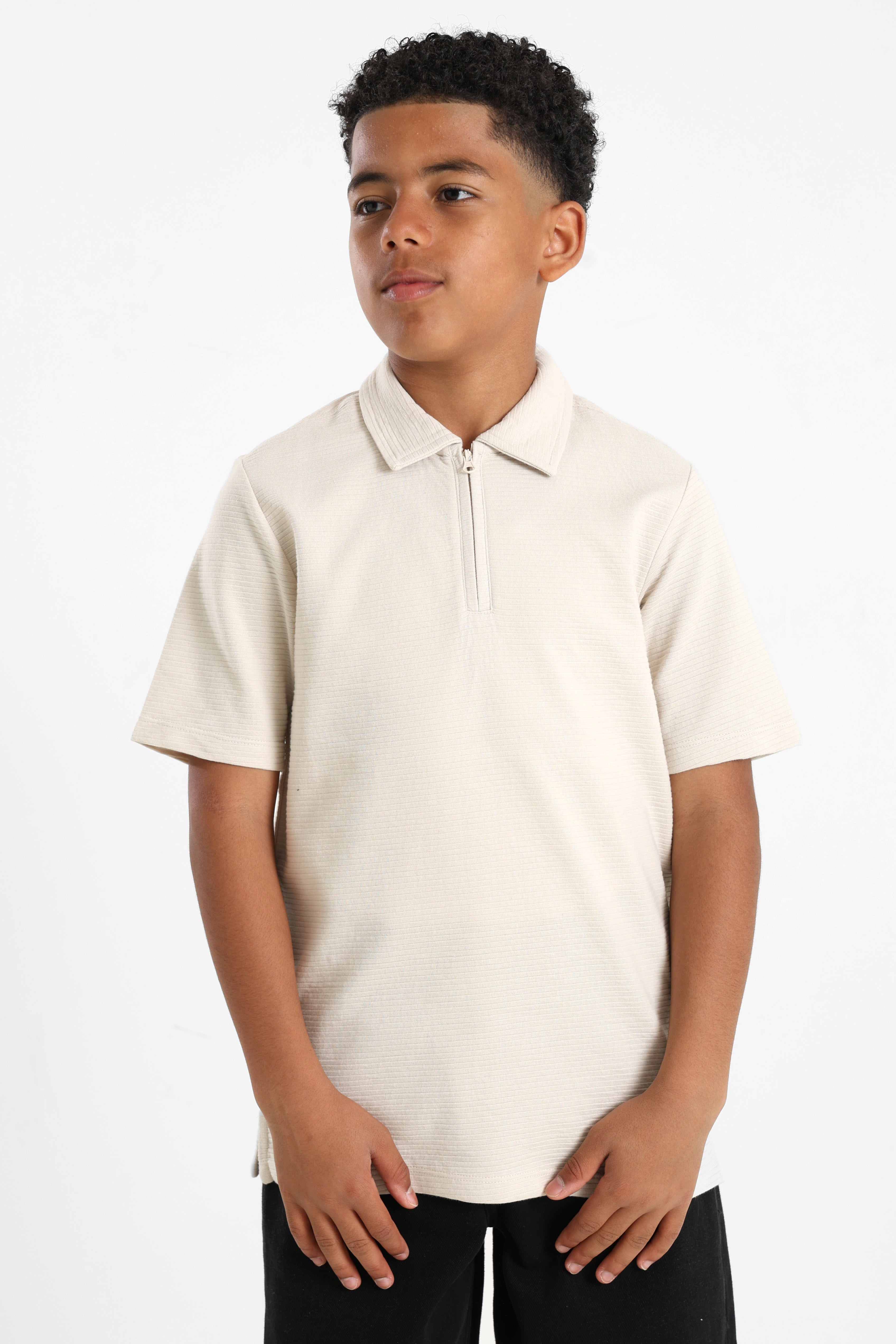 JJBENJA polo in structured fabric - Moonbeam