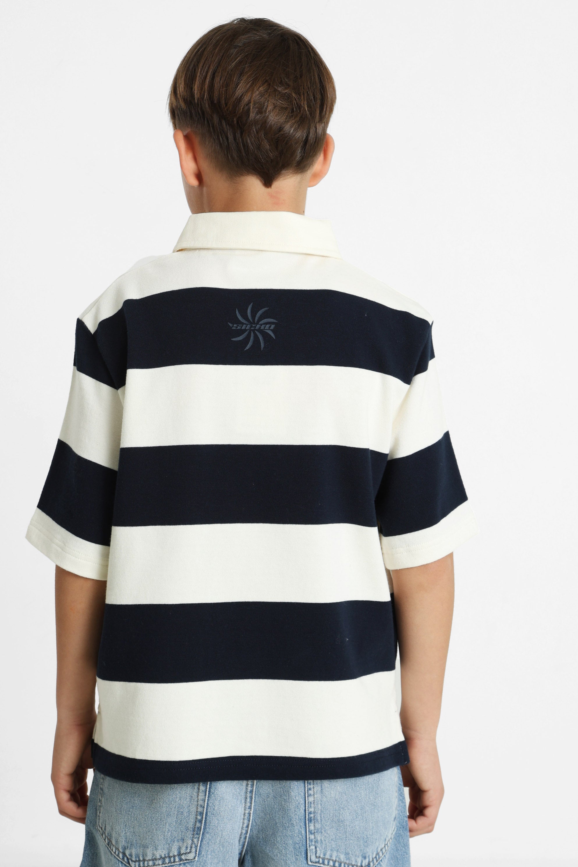 Poloshirt - Offwhite + Marineblau
