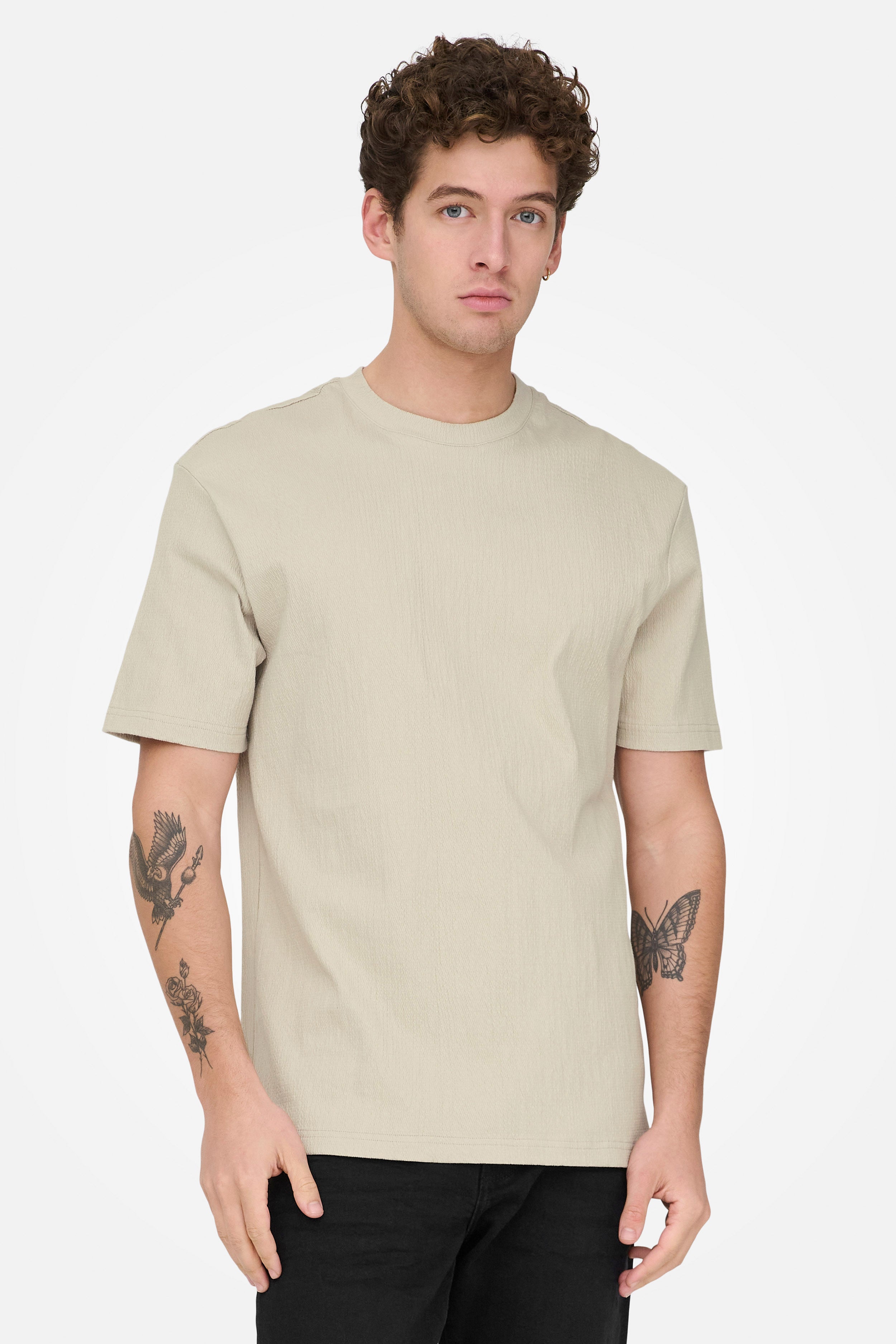 ONSEDDIE Strukturiertes T-Shirt - Silver Lining