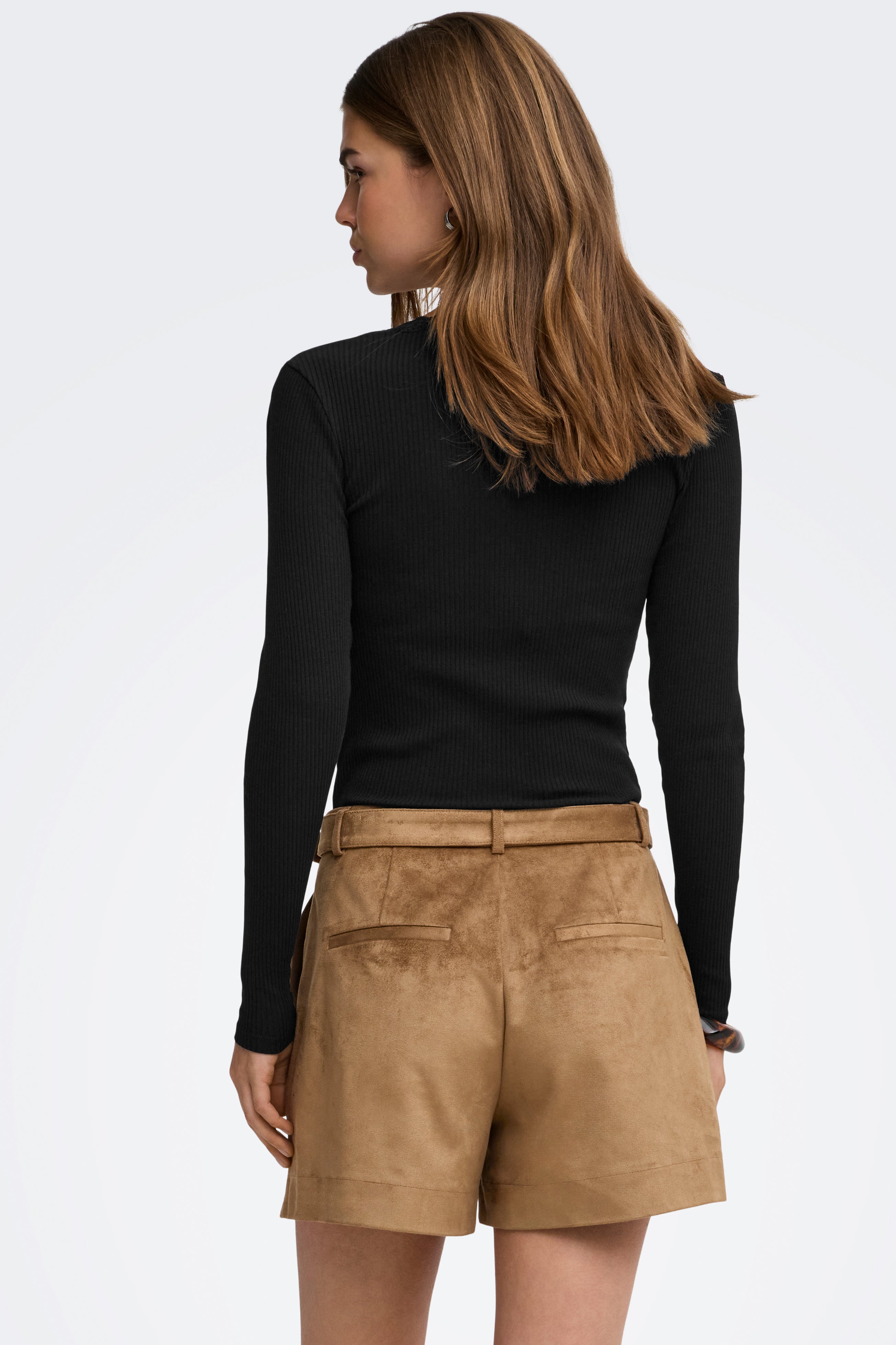 ONLSARA geripptes Langarmshirt - Black
