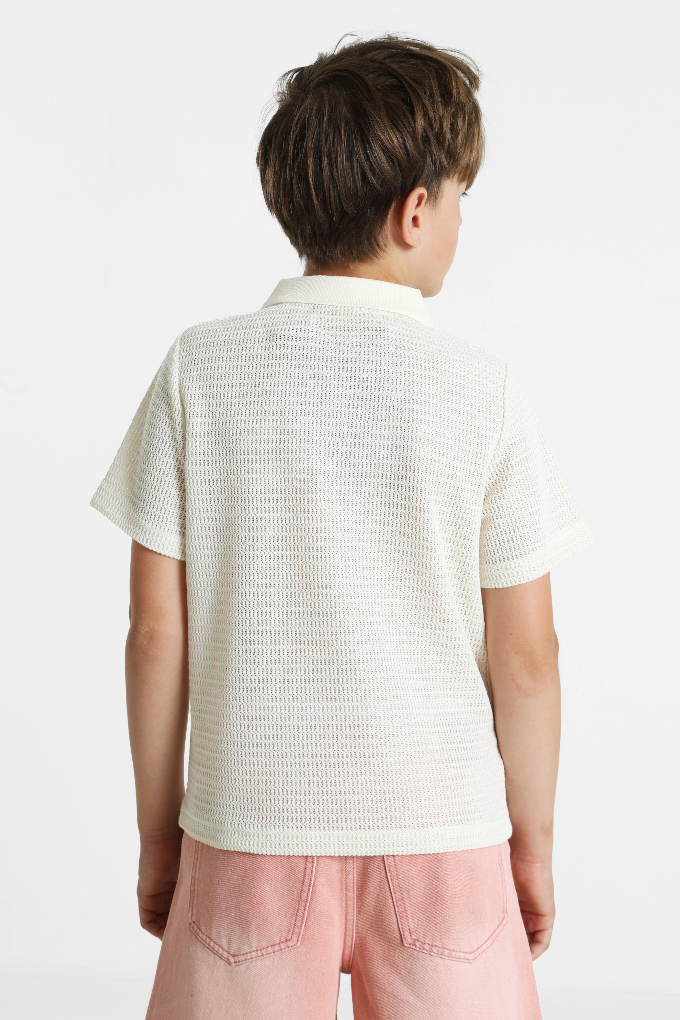 Häkel Poloshirt - Ecru