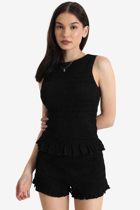 Gesmoktes Top - Schwarz