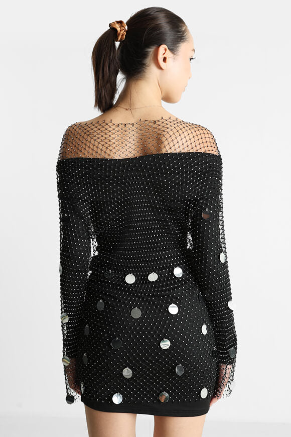 Netz Minikleid - Black + Silver
