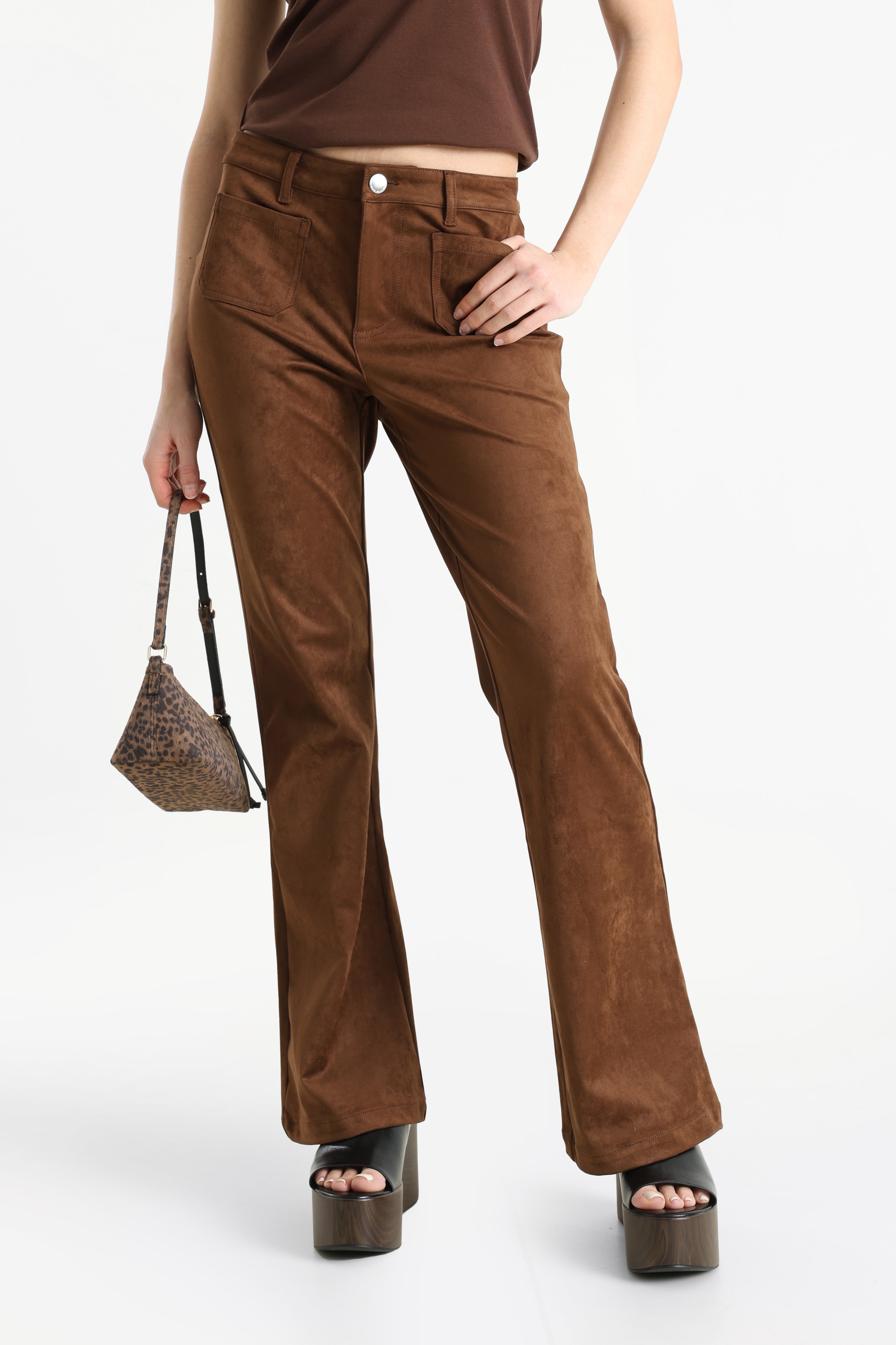 Kunstwildleder Hose - Braun