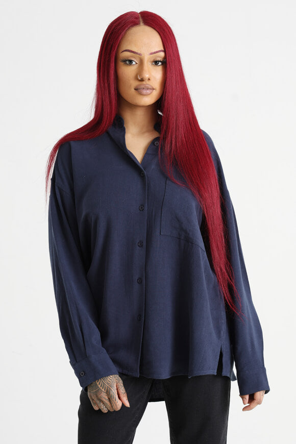 Chemise oversize en lin - bleu marine
