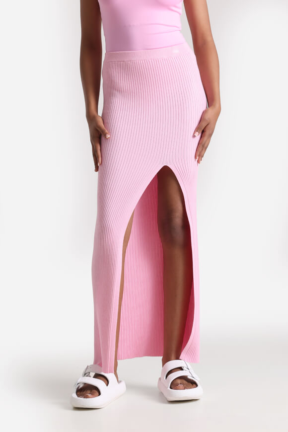 Gerippter Maxi Strickrock - Rosa