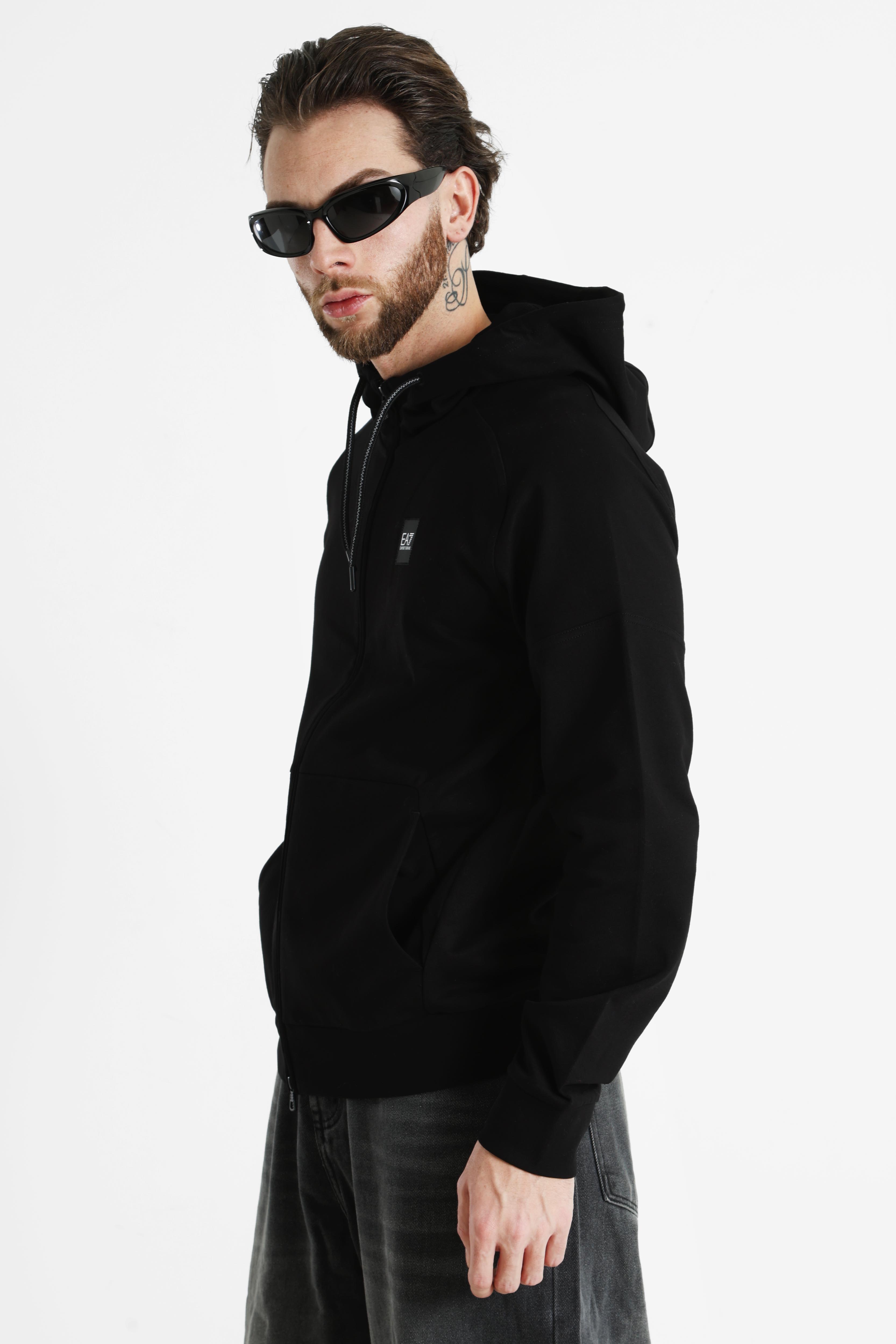 Kapuzensweatjacke - Black