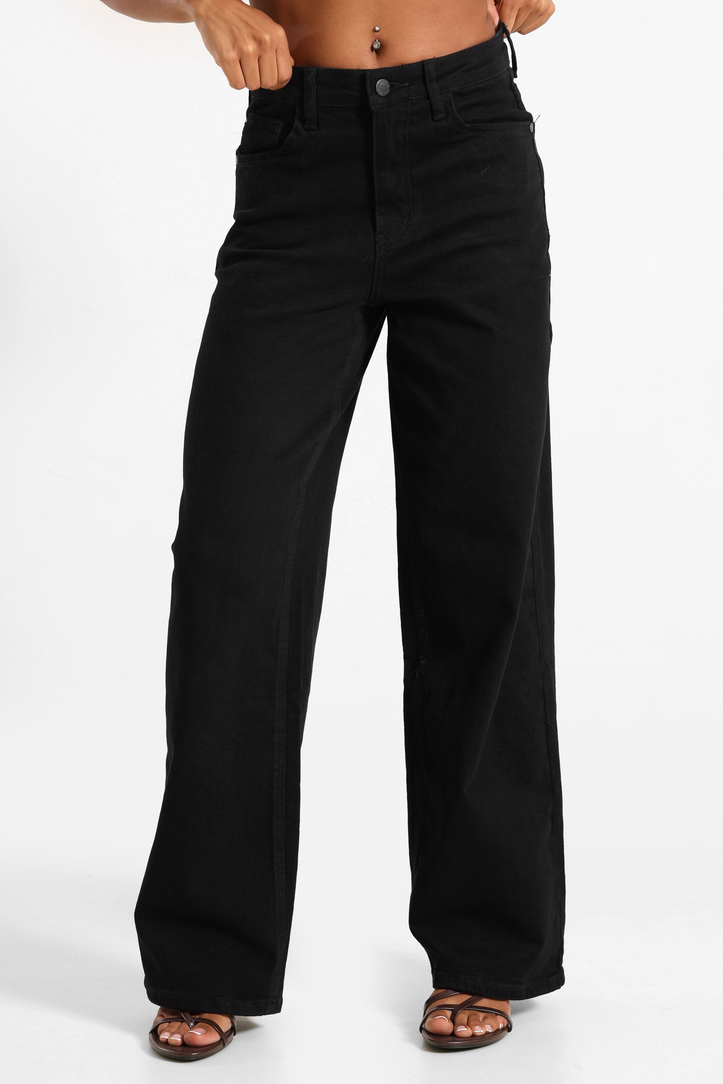 Jeans a gamba larga - Nero