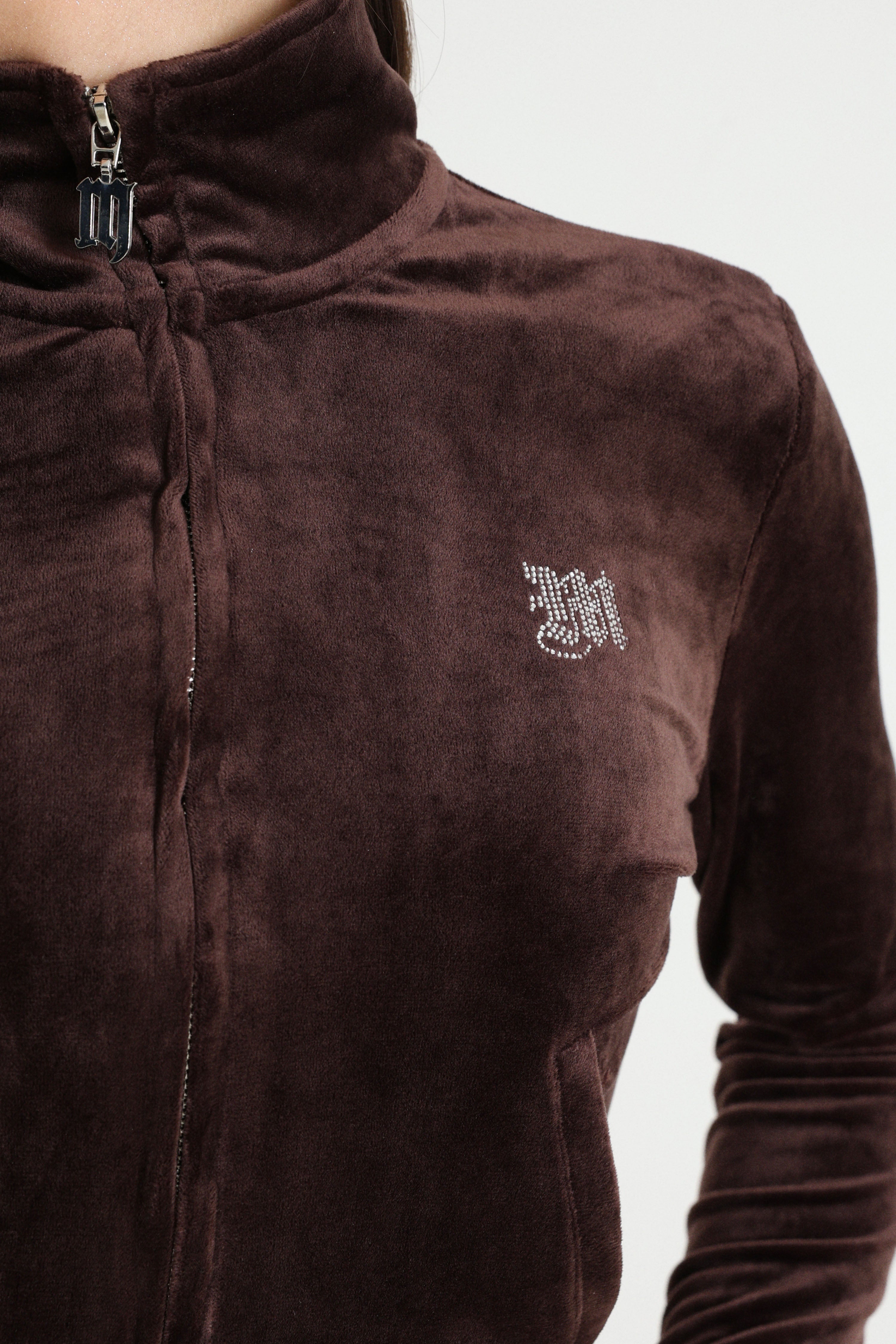 Samt Crop Jacke - Dunkelbraun