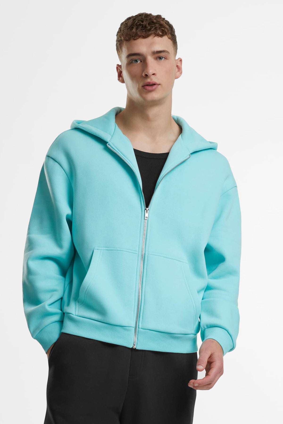 Fluffy Kapuzensweatjacke - Berylblue