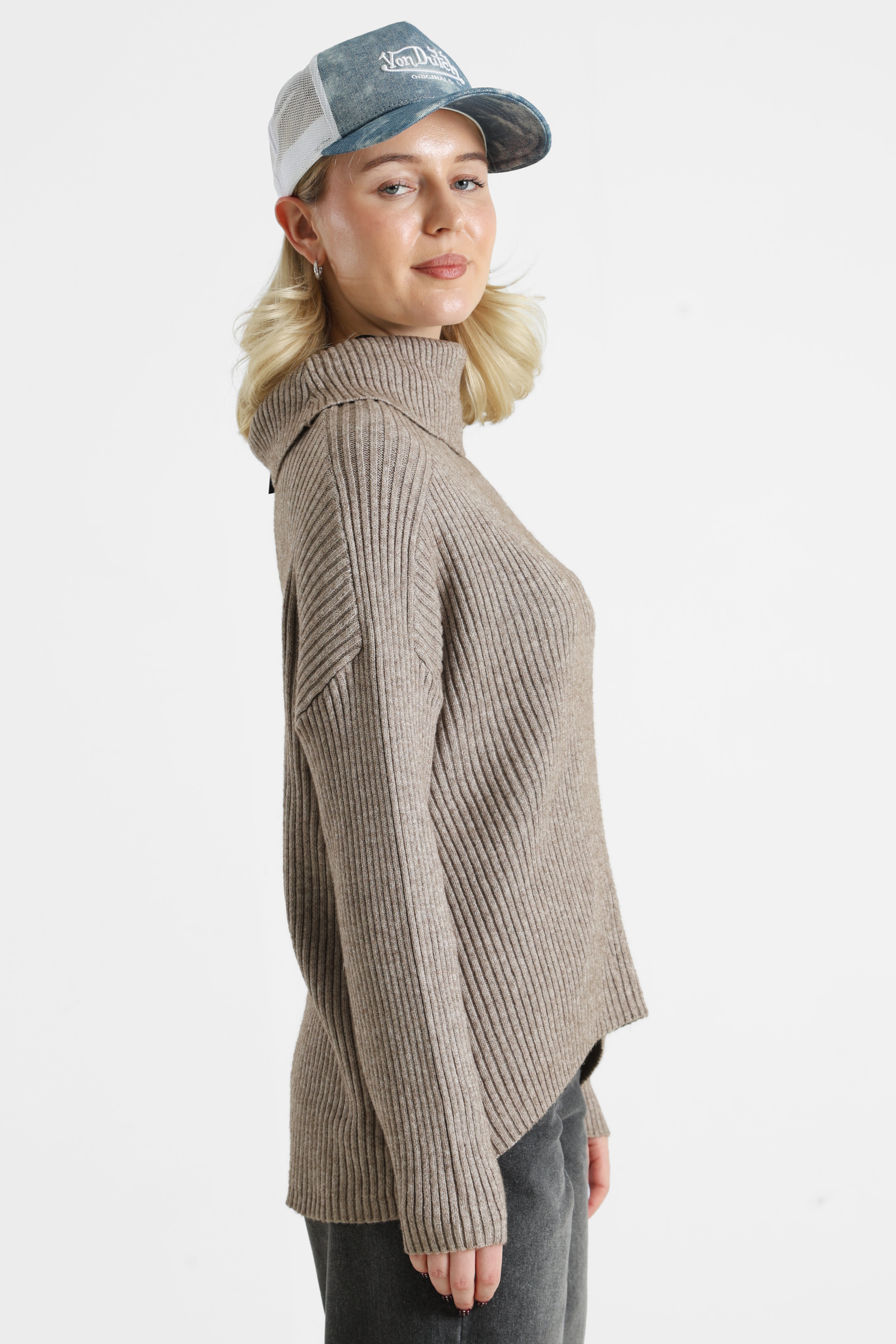 ONLKATIA Gerippter Strickpullover - Fungi Melange