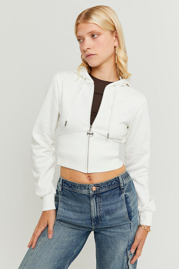 Sweat à capuche Crop - Blanc cassé