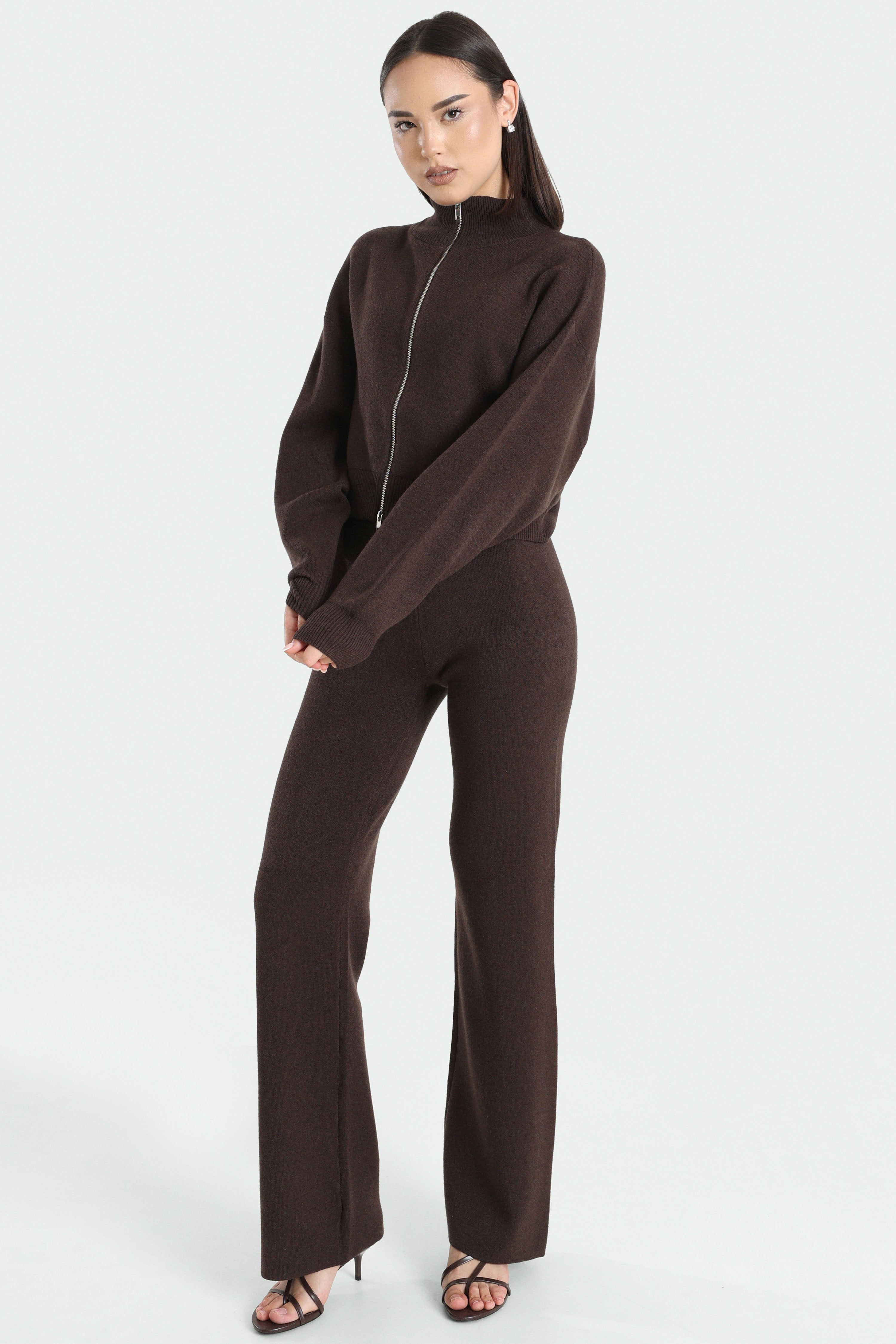 Jaquette en tricot - Brun foncé