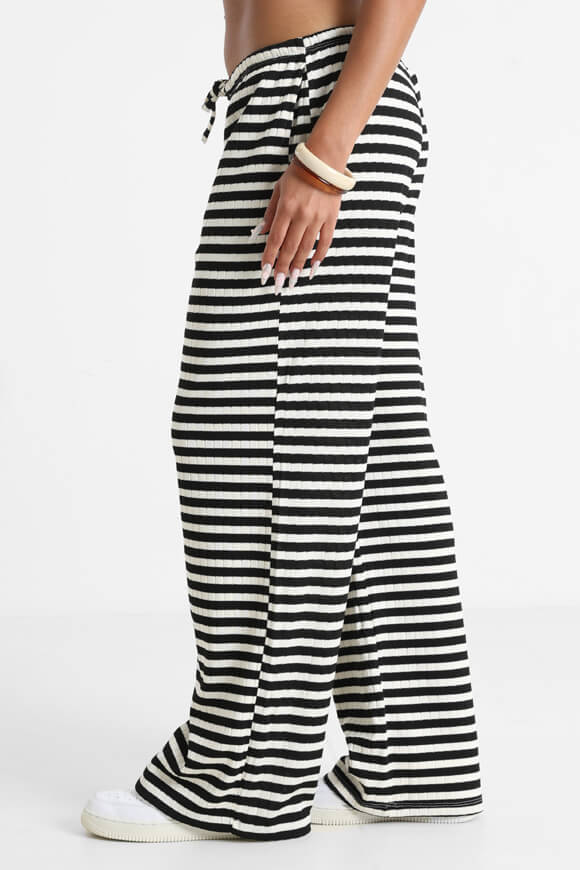 Wide Leg pantalon en tricot - noir + blanc cassé