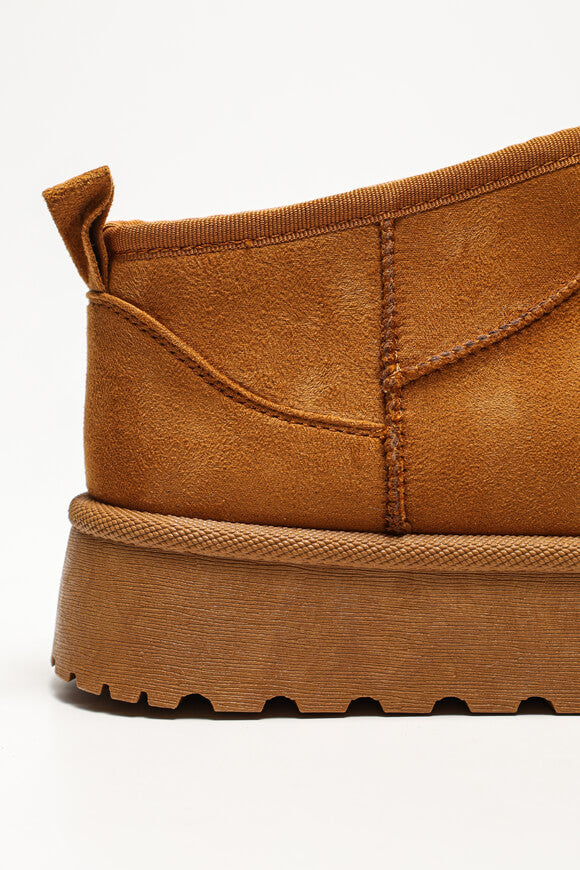 Gefütterte Plateau Stiefelette - Camel