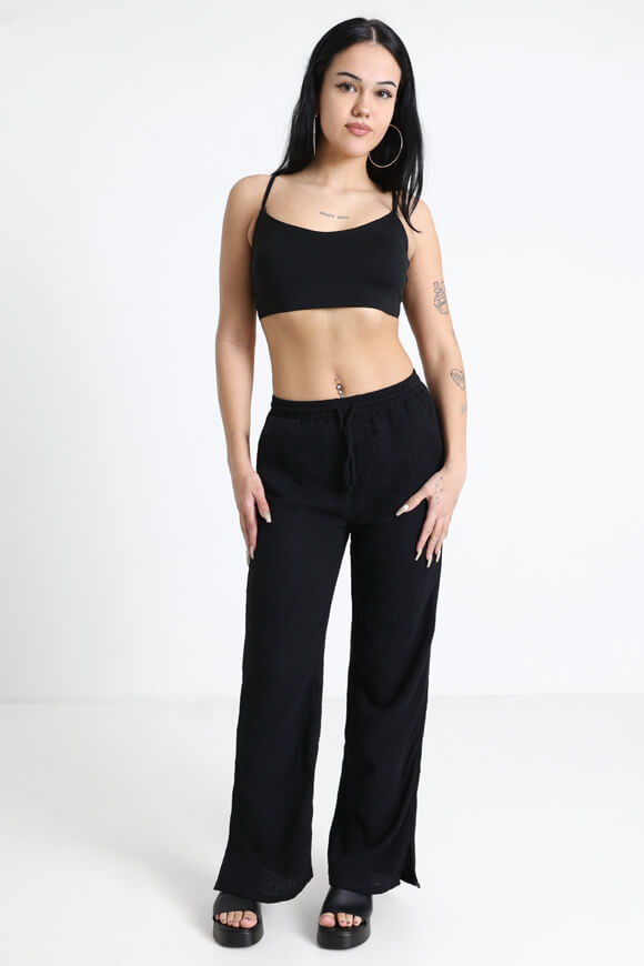 Pantaloni in mussola a gamba larga - nero