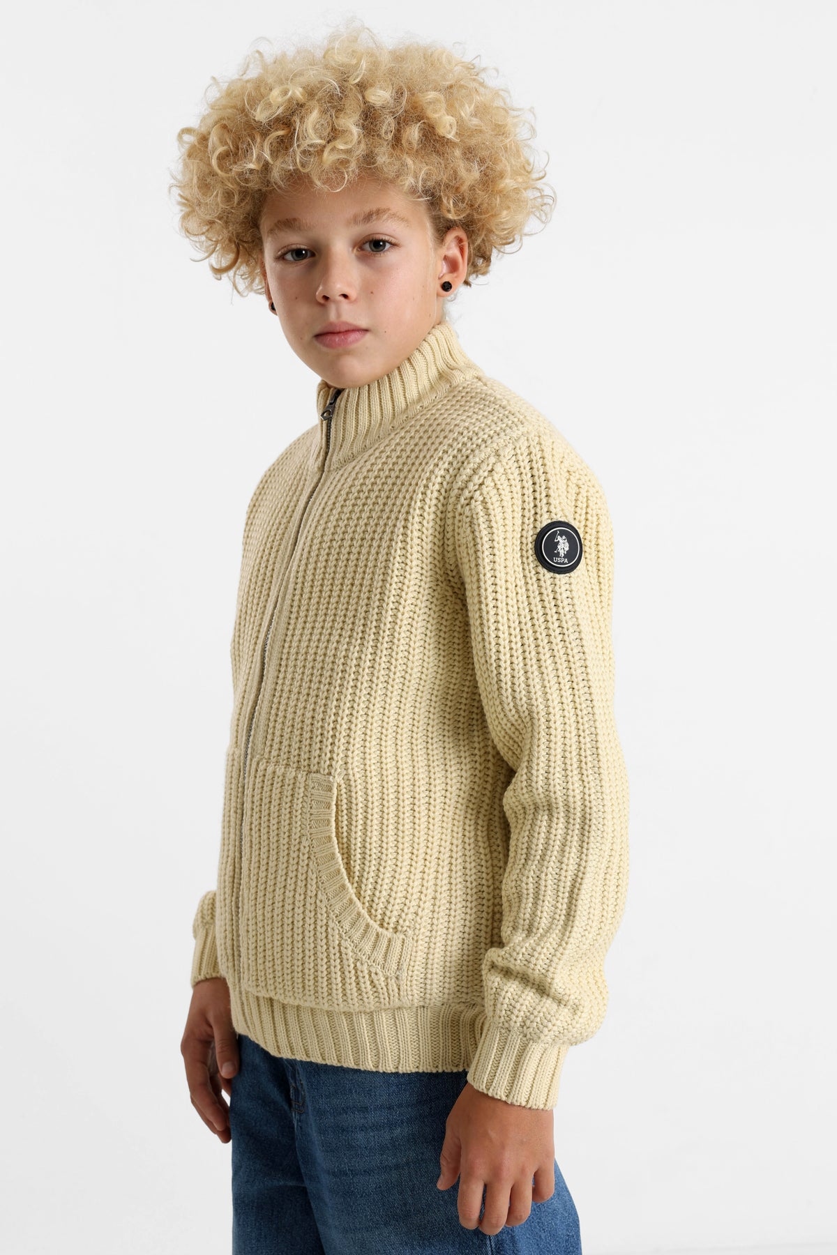 Crest knitted jacket - Light Beige