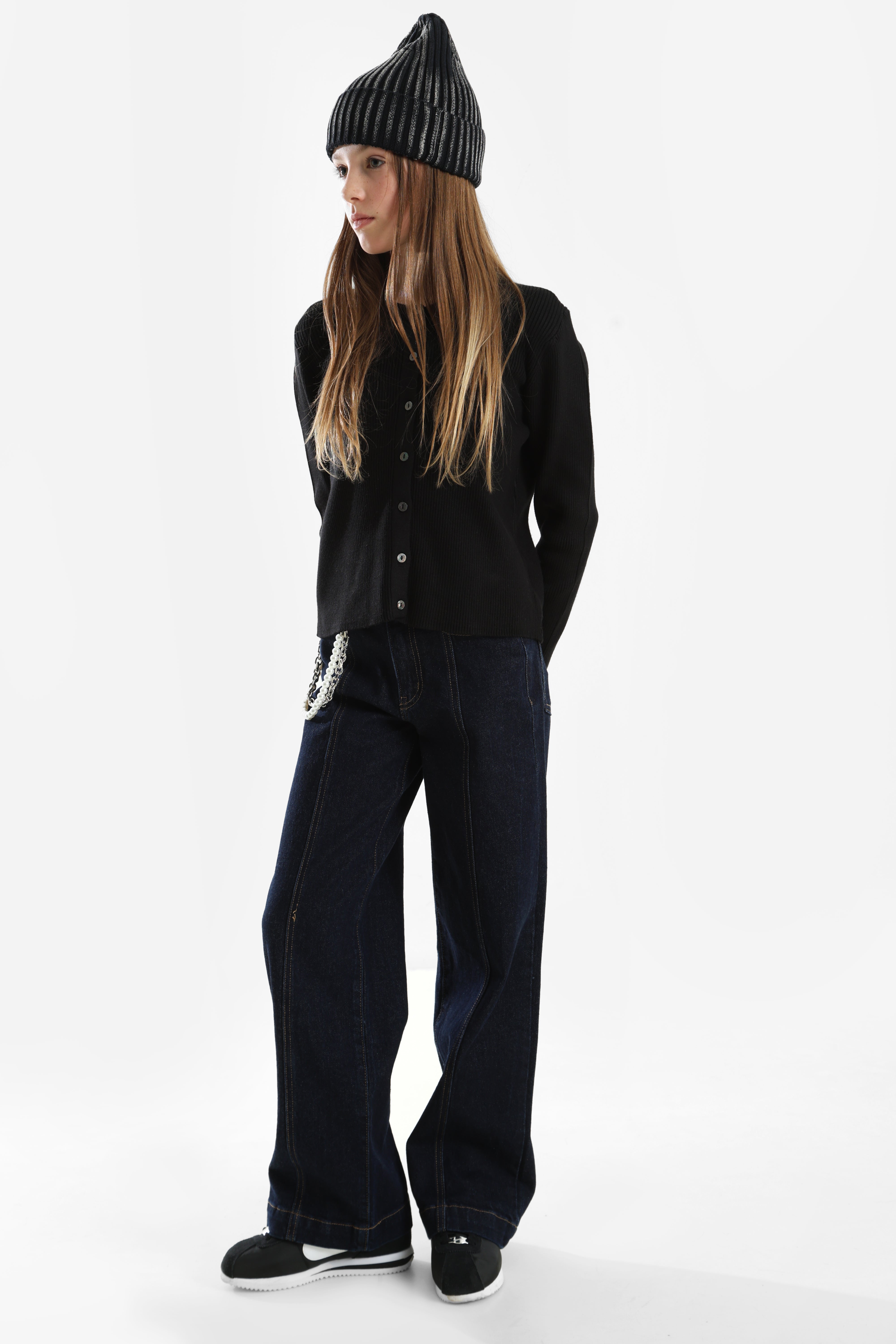 KOGNATASCHA - Cardigan a coste - Nero