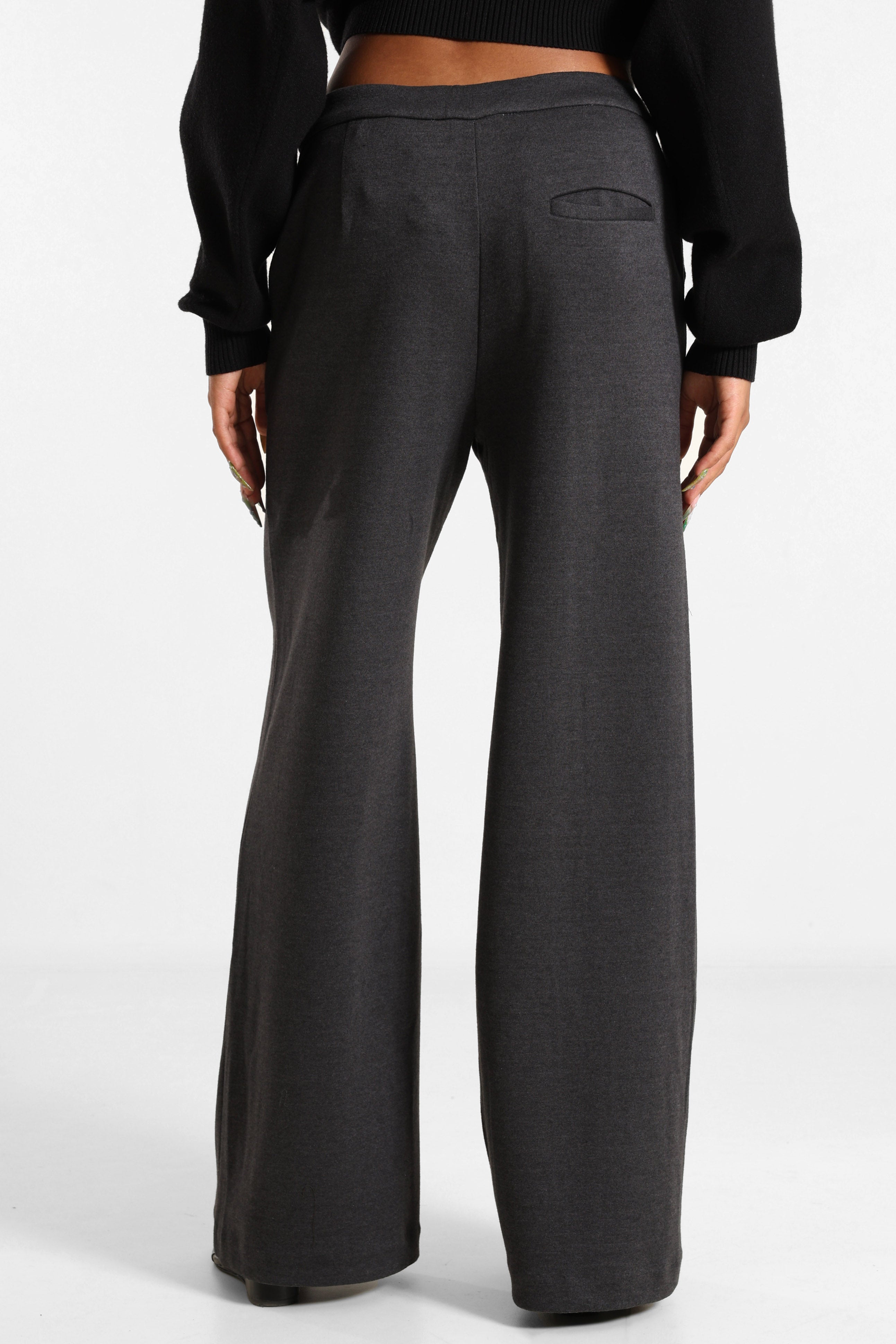 Wide-leg trousers in fabric - Dark Heather Grey