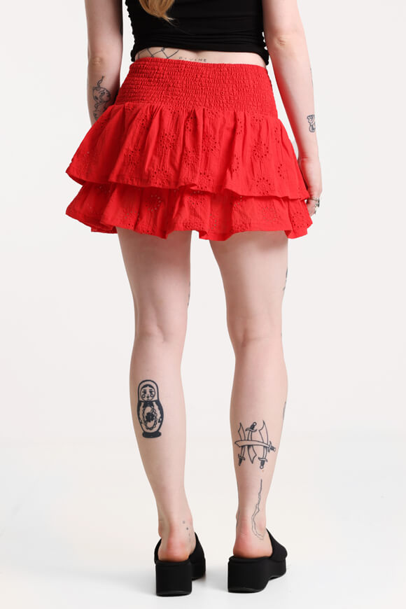 Mini skirt with hole pattern - red