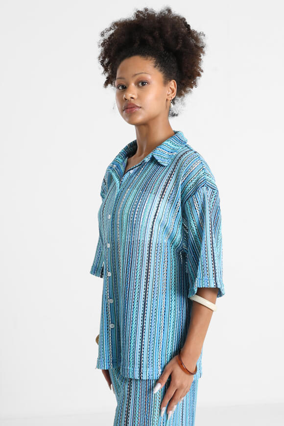 Camicia oversize all'uncinetto - blu