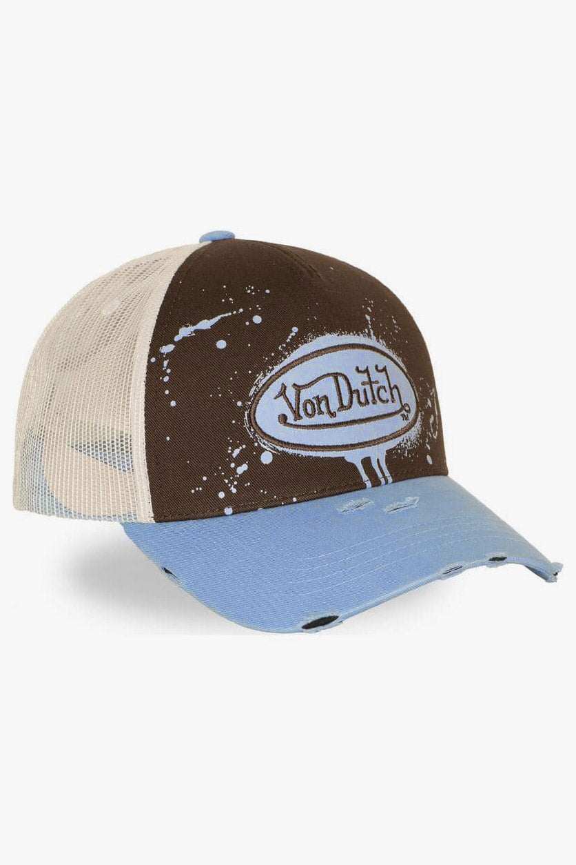 Trucker Cap / Snapback - Brown + Beige + Blue