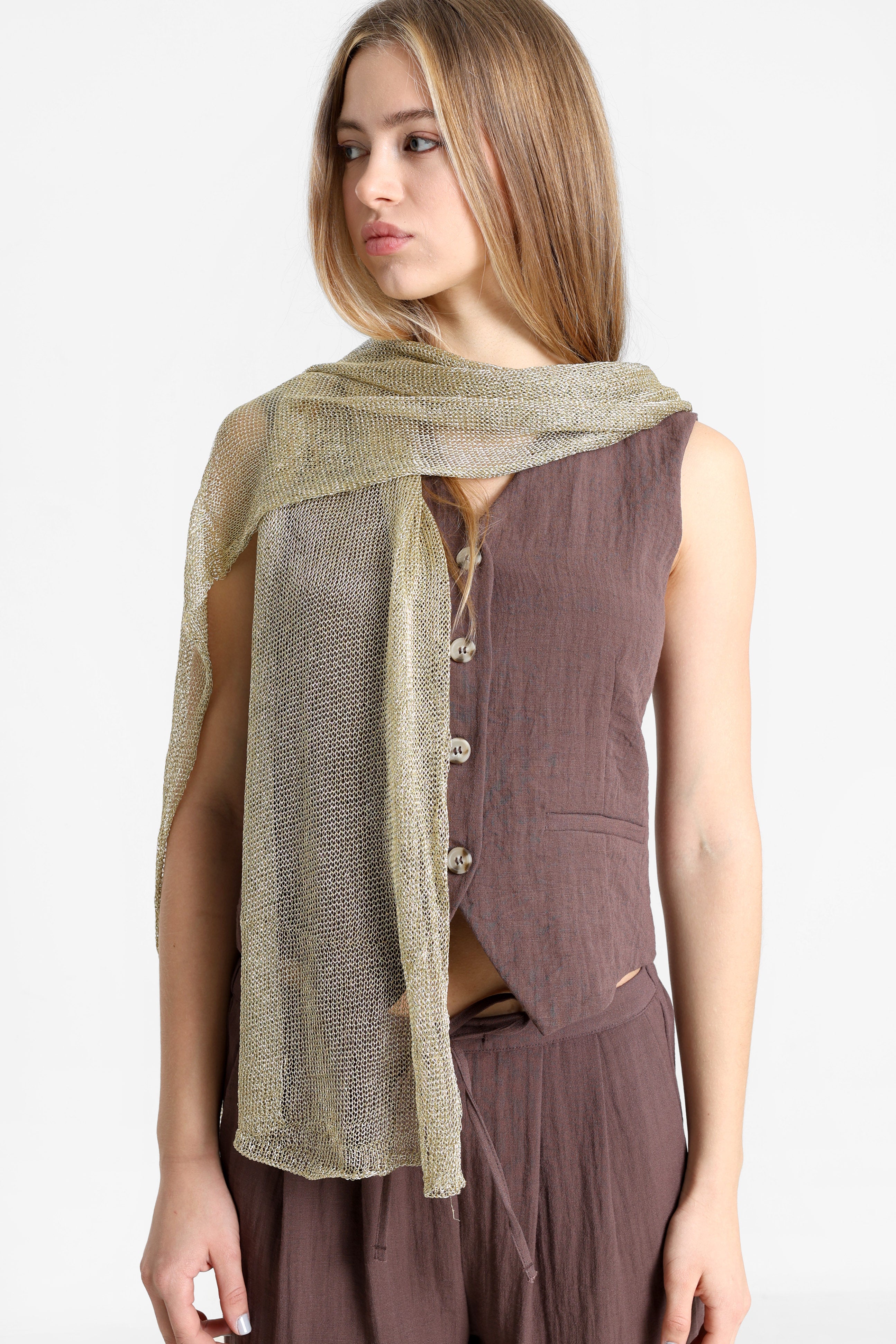 Häkeltuch / Foulard mit Lurexgarn - Gold