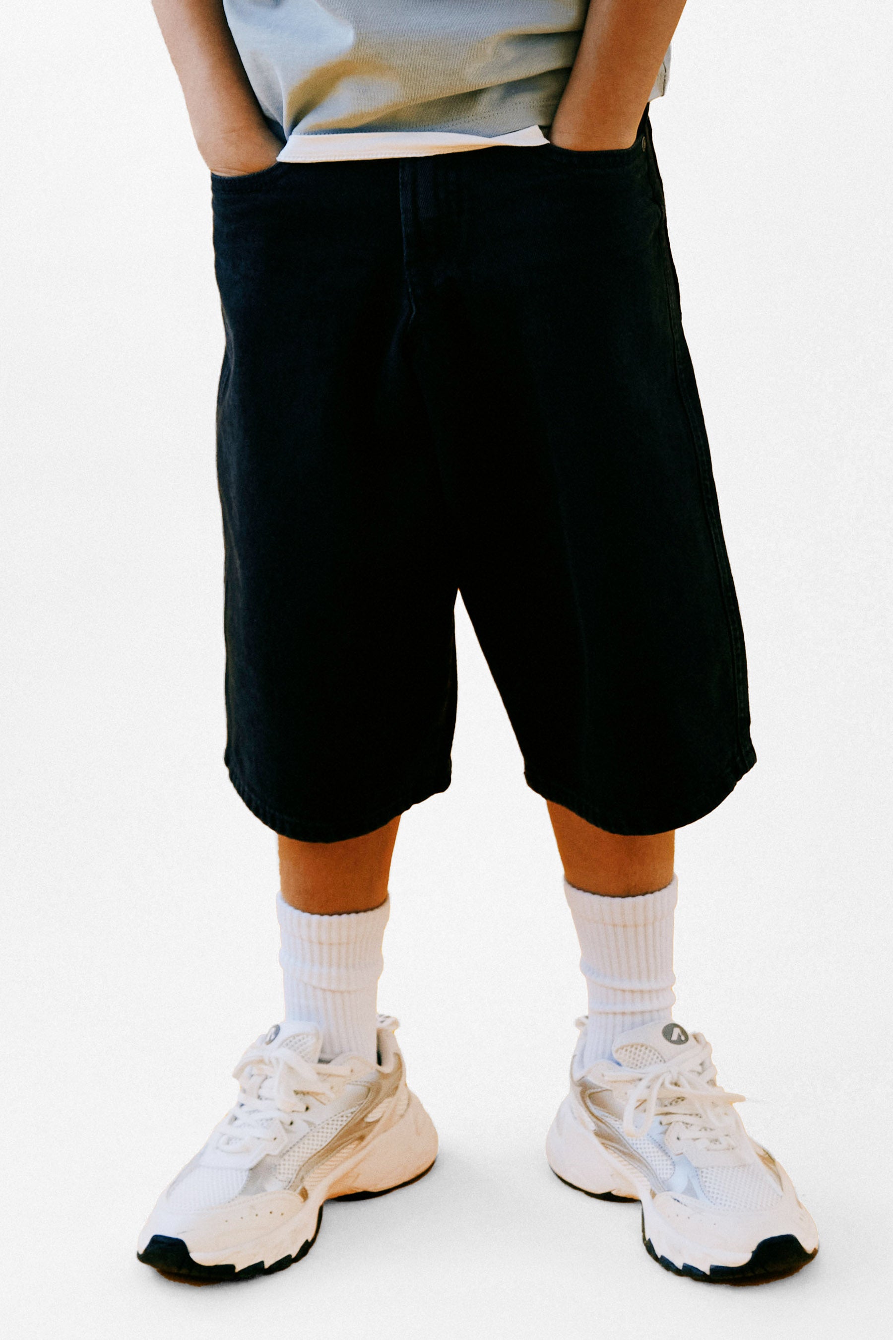 NKMBEN Jeans Bermudashorts - Black Washed