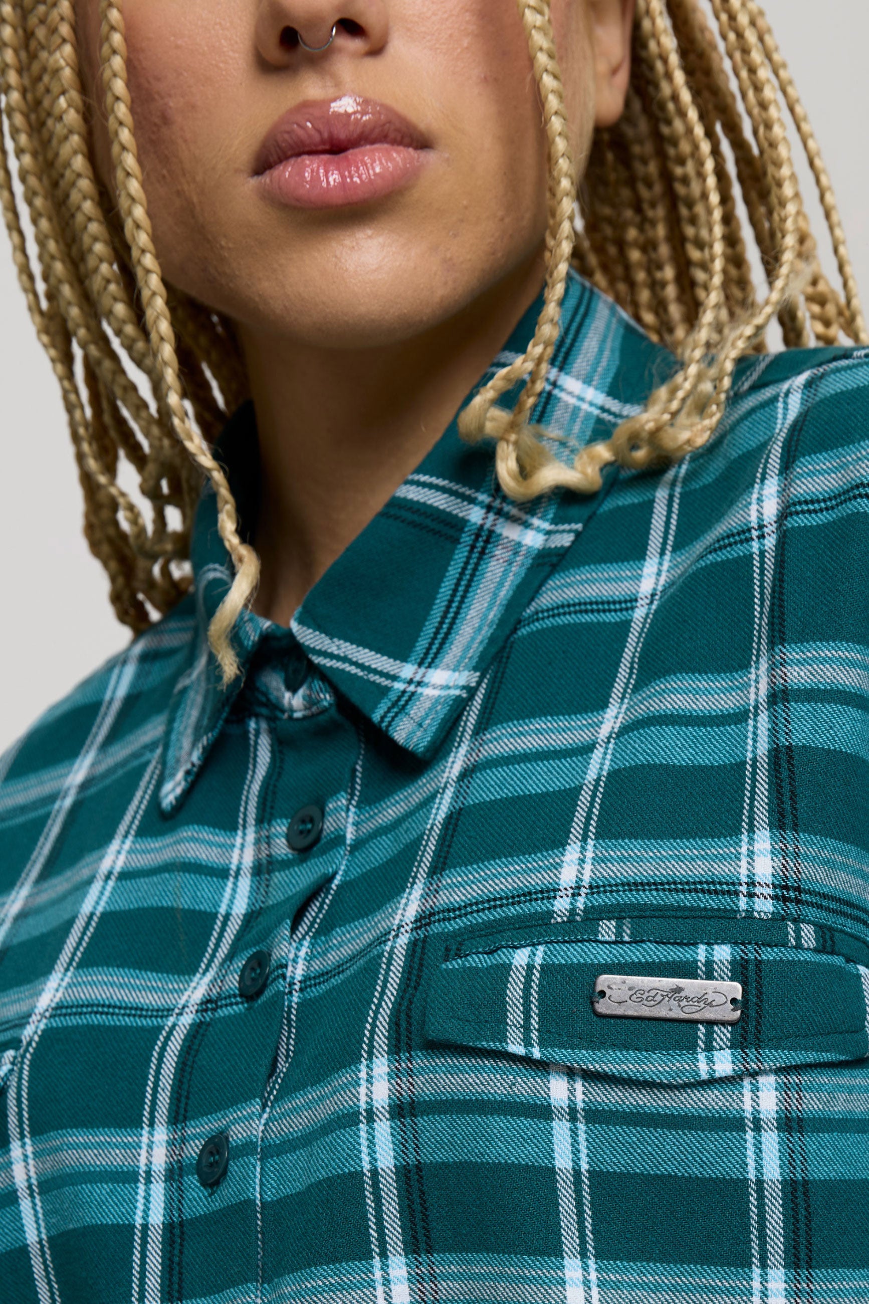Oversize Karohemd - Teal