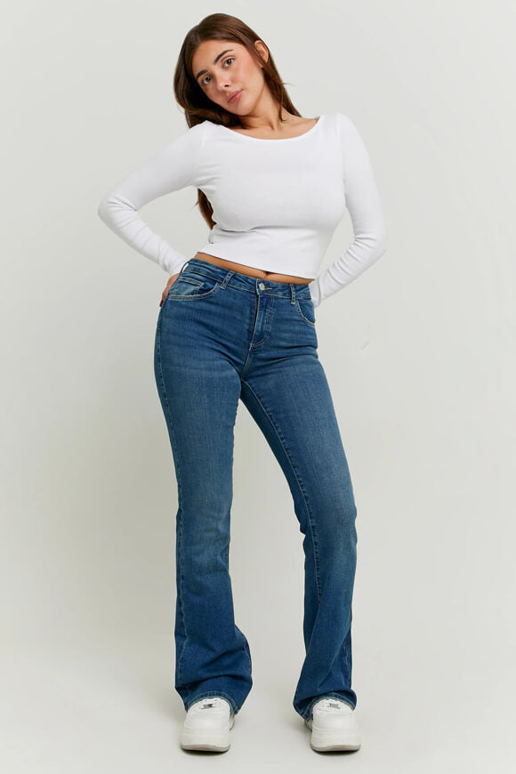 Push-up Flare Jeans - Medium Blue Denim