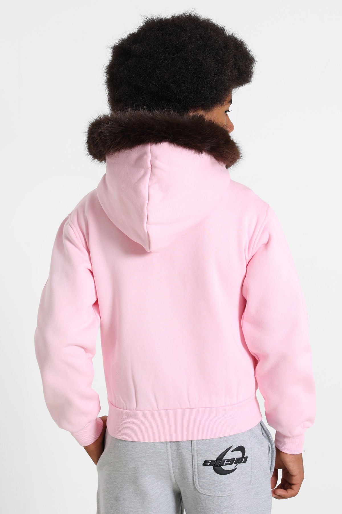 Kapuzensweatjacke - Pink + Braun