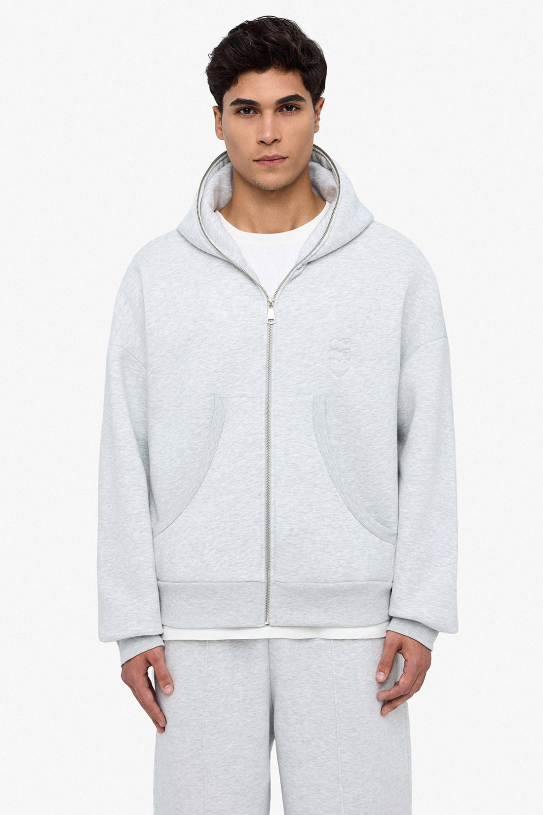 Puff Coeur Kapuzensweatjacke - Light Grey Heather