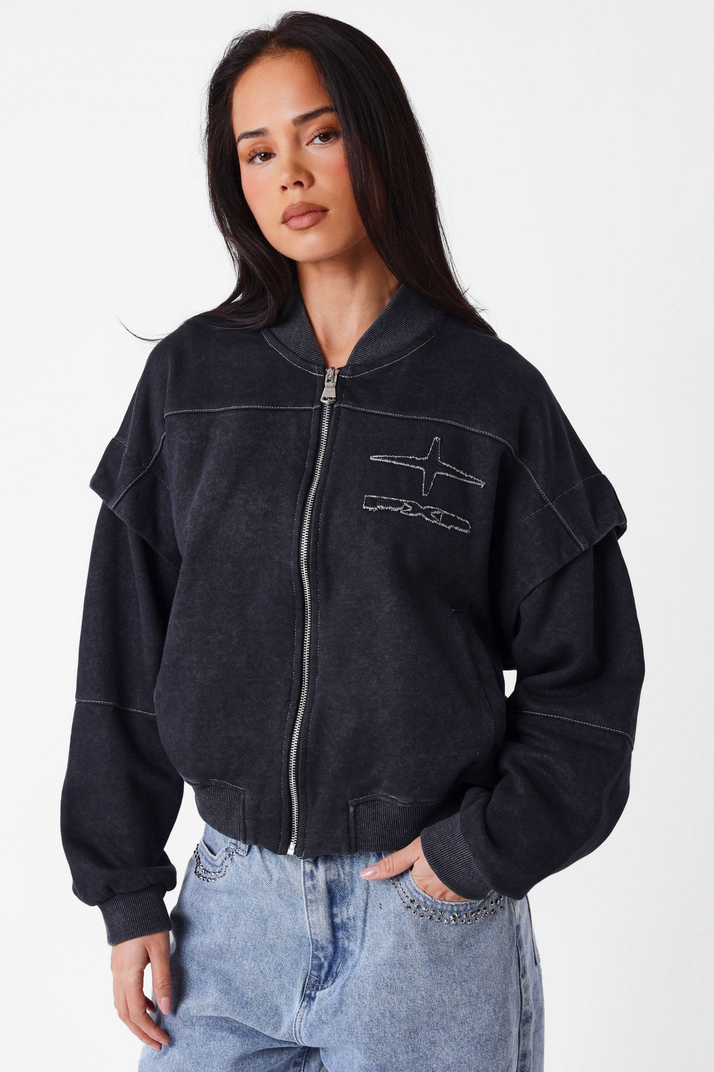 Sweatjacke - Black Washed