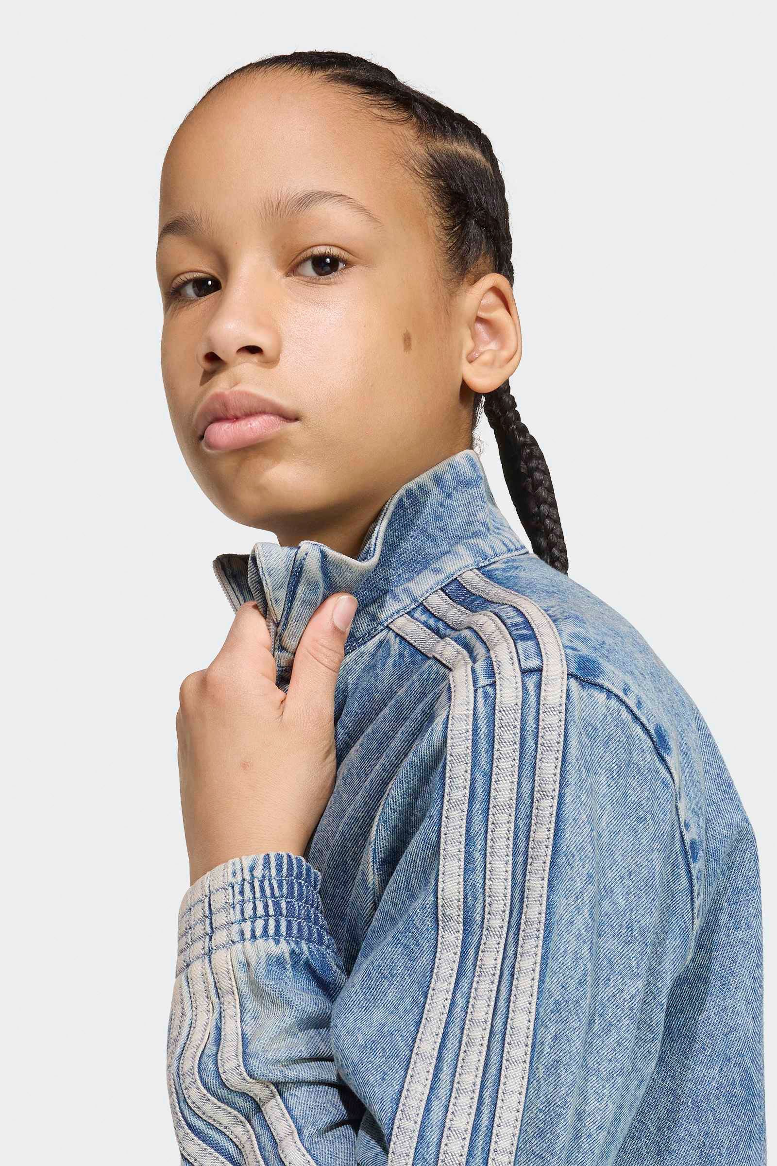 Firebird denim track jacket - Worn Blue Denim