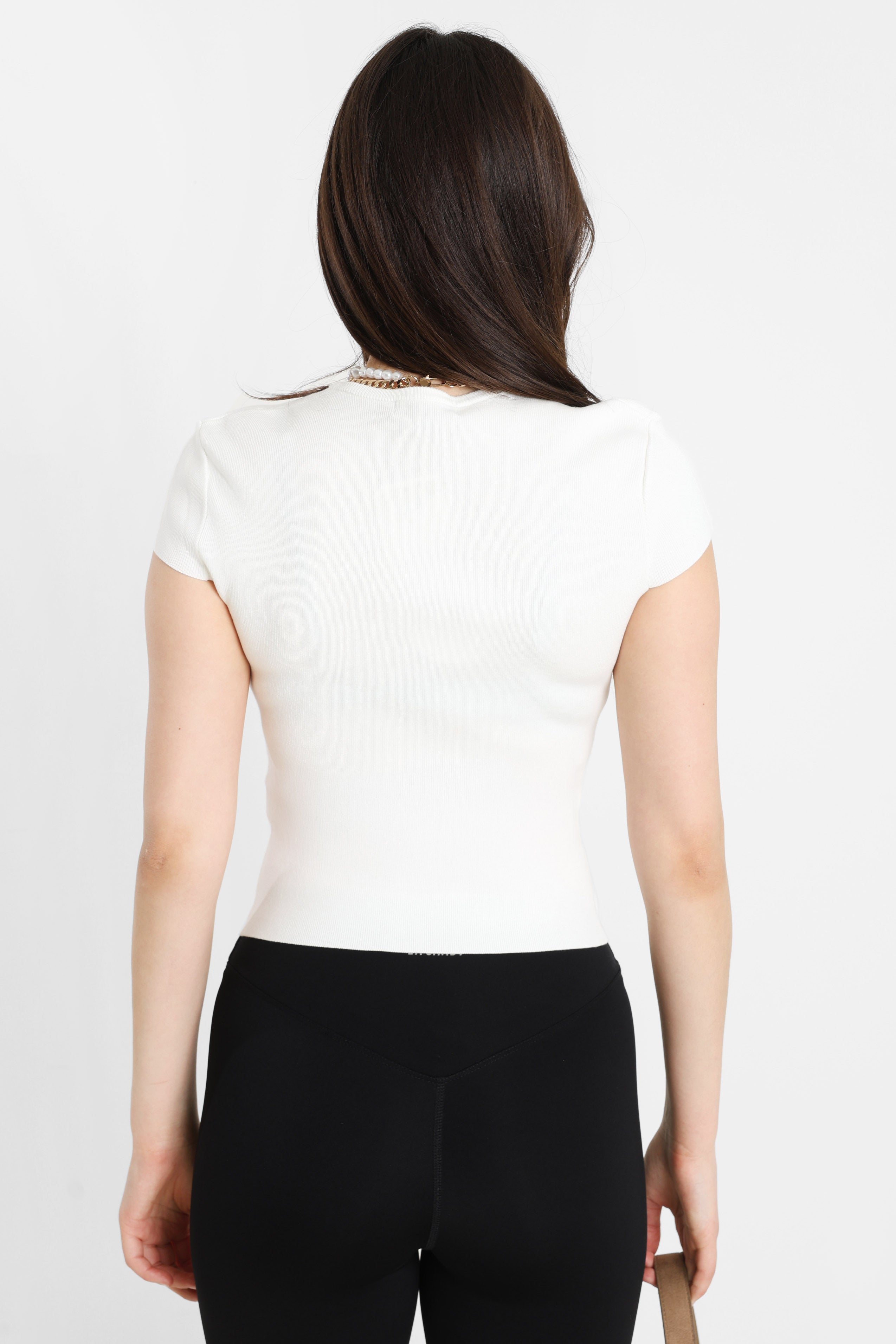 Geripptes T-Shirt - Offwhite