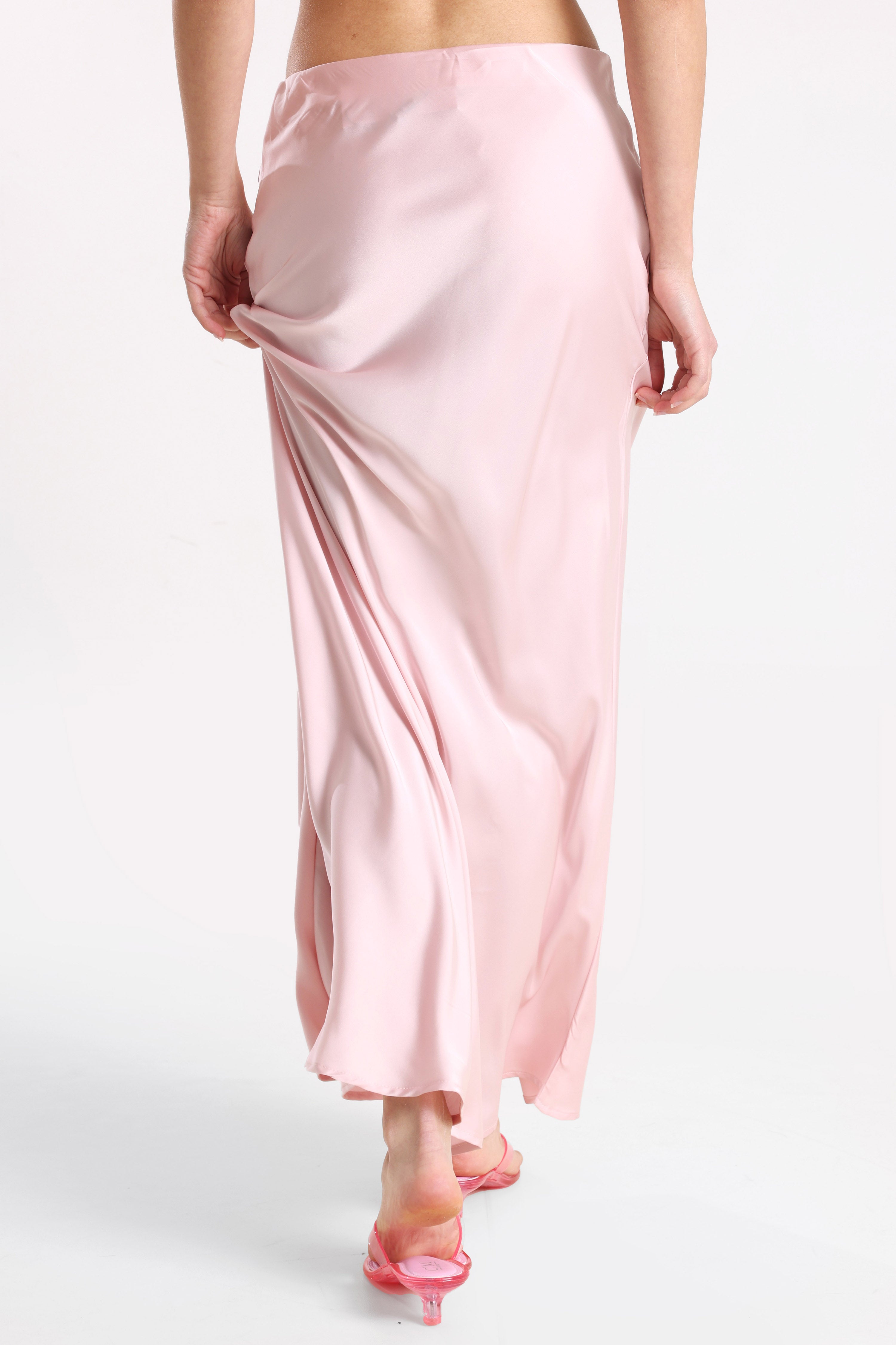 Gonna lunga satinata - Rosa