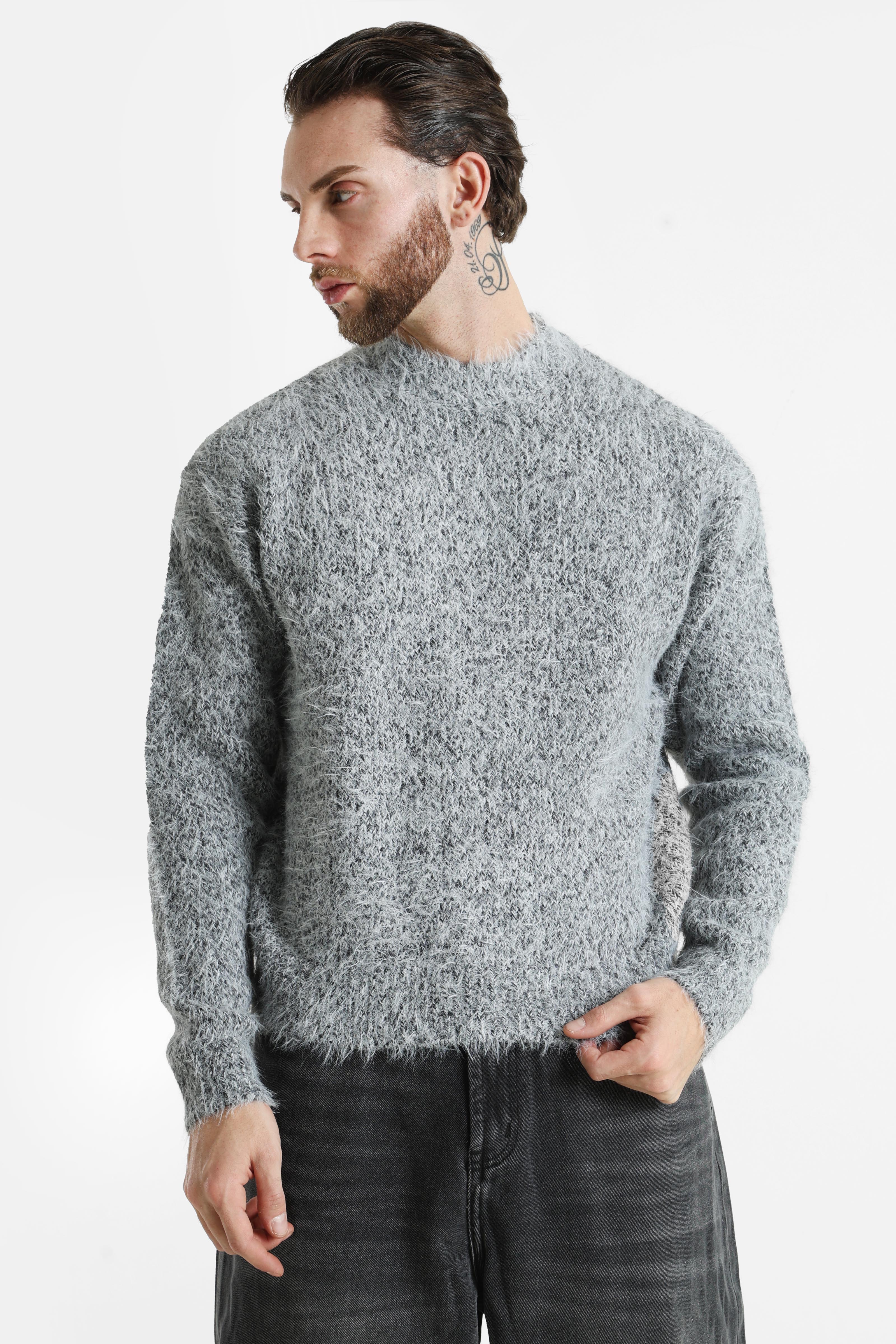 ONSNOAH Hairy Pull en tricot - gris moyen mélangé