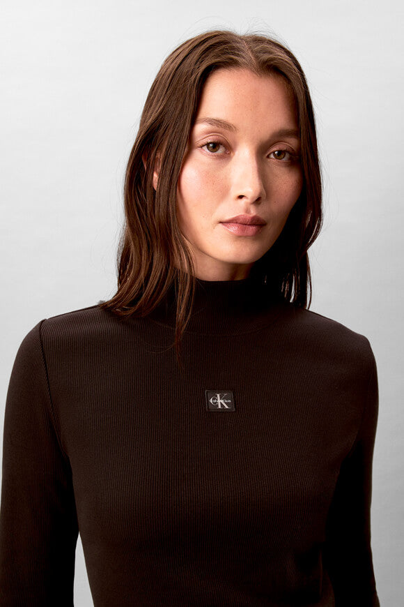 Geripptes Langarmshirt - Black