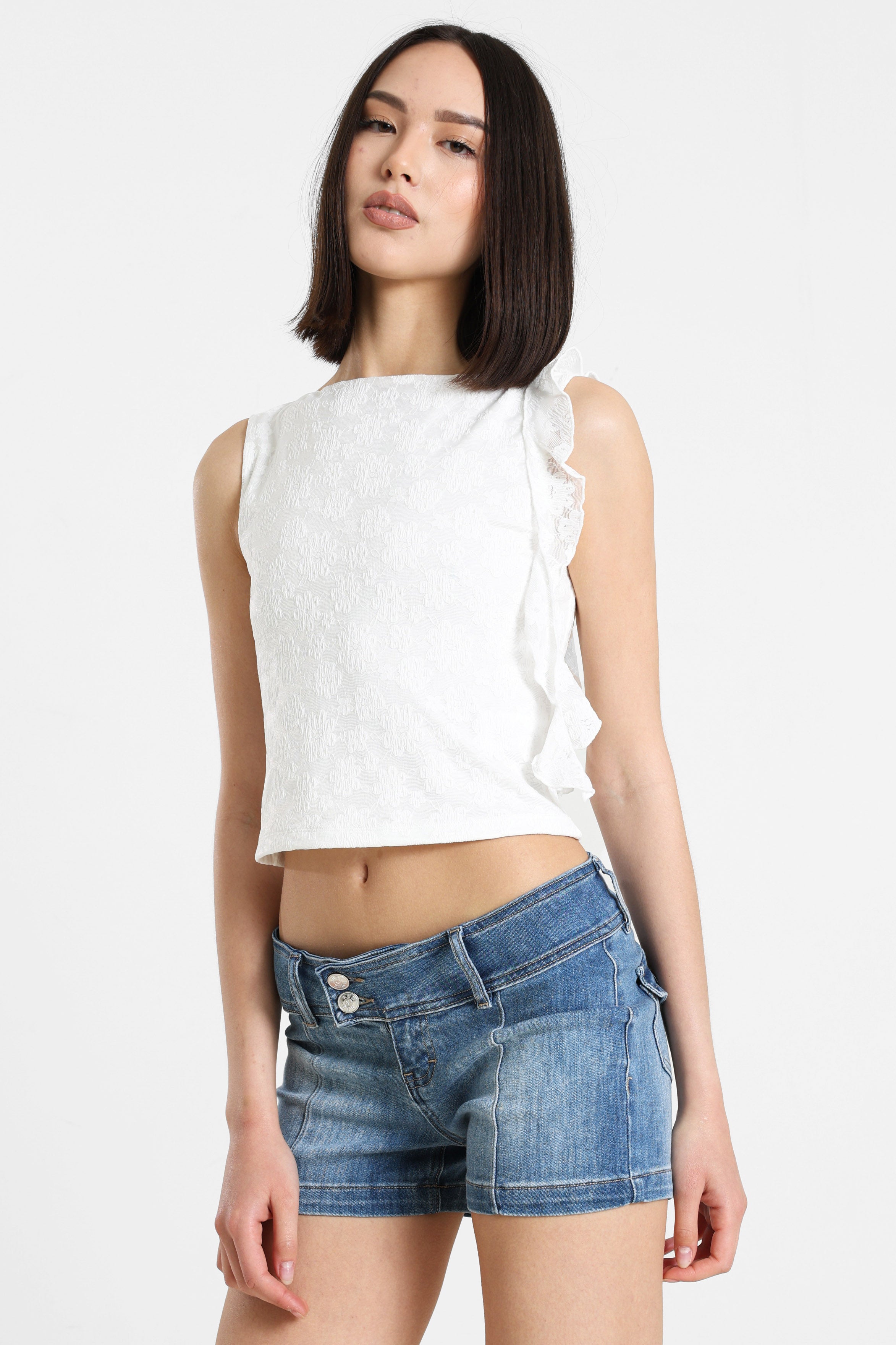 Crop Spitzentop - Offwhite