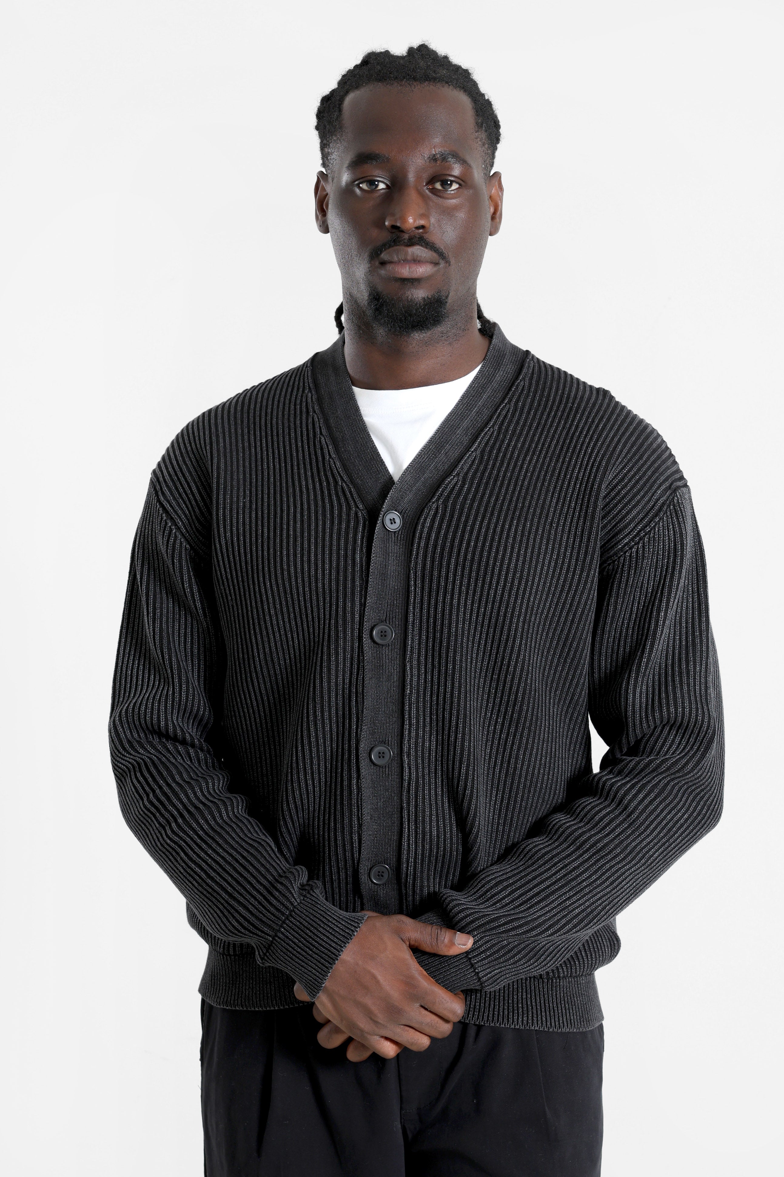 RROZZY gerippter Cardigan - Black