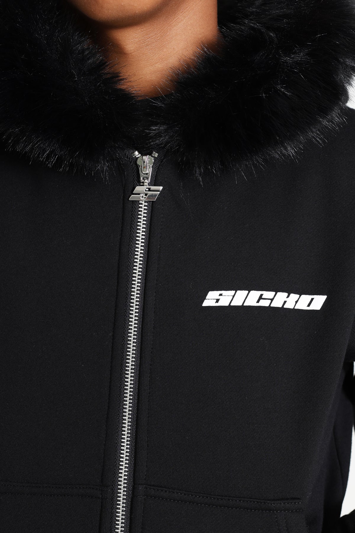 Kapuzensweatjacke - Schwarz + Weiss