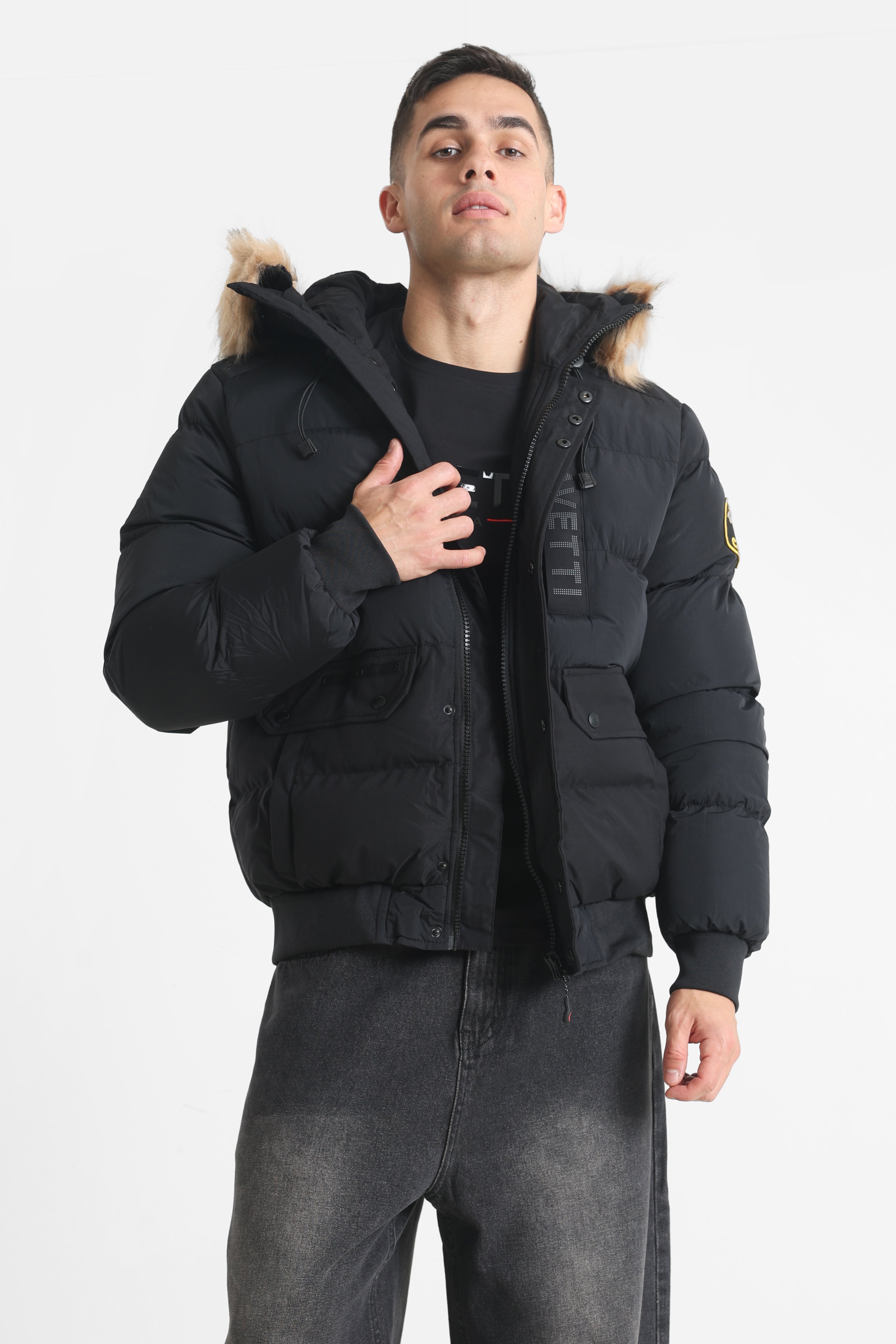 Deratti Puffer Bomberjacke - Jet Black