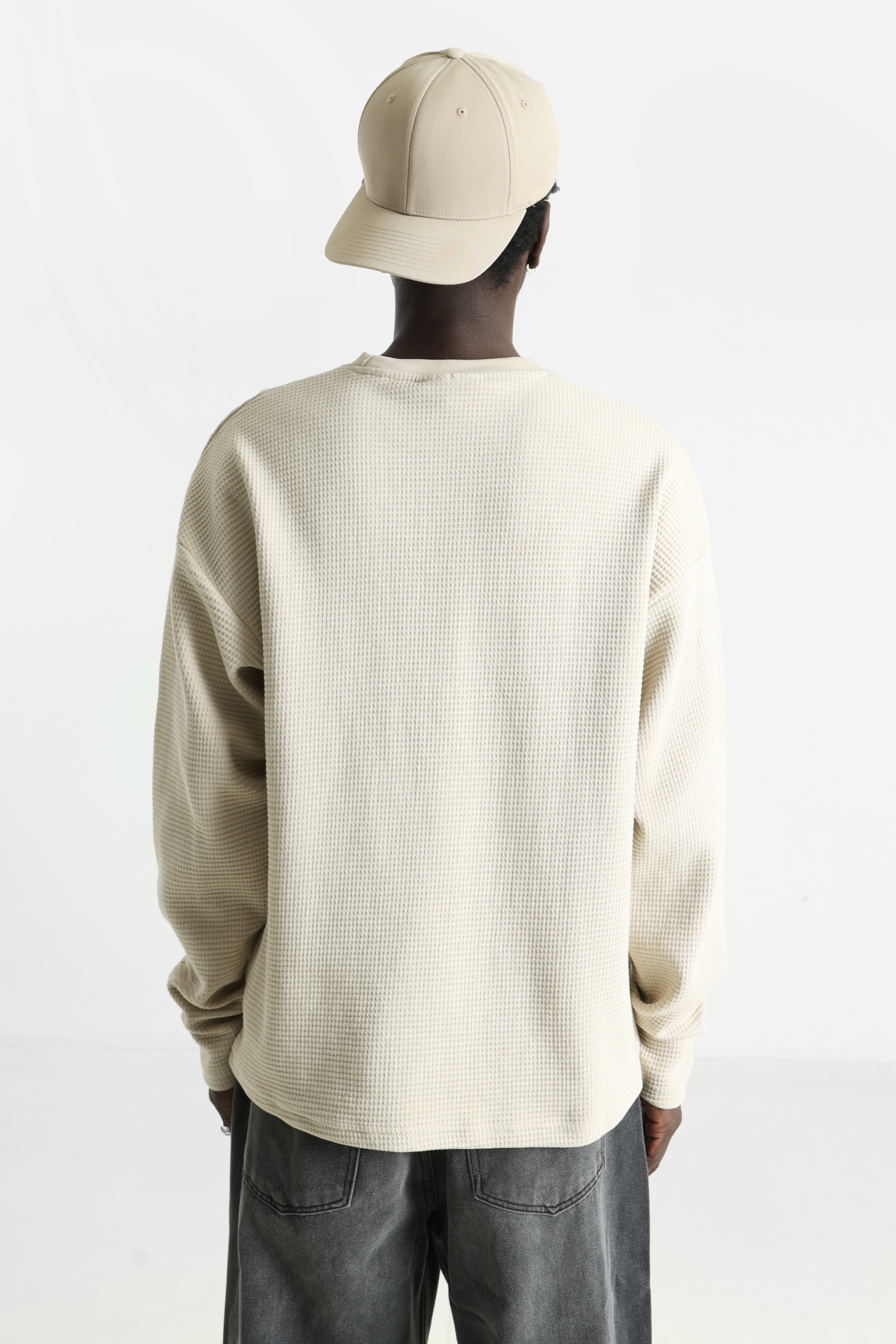 Signar Langarmshirt aus Waffelstoff - Washed Stone Black