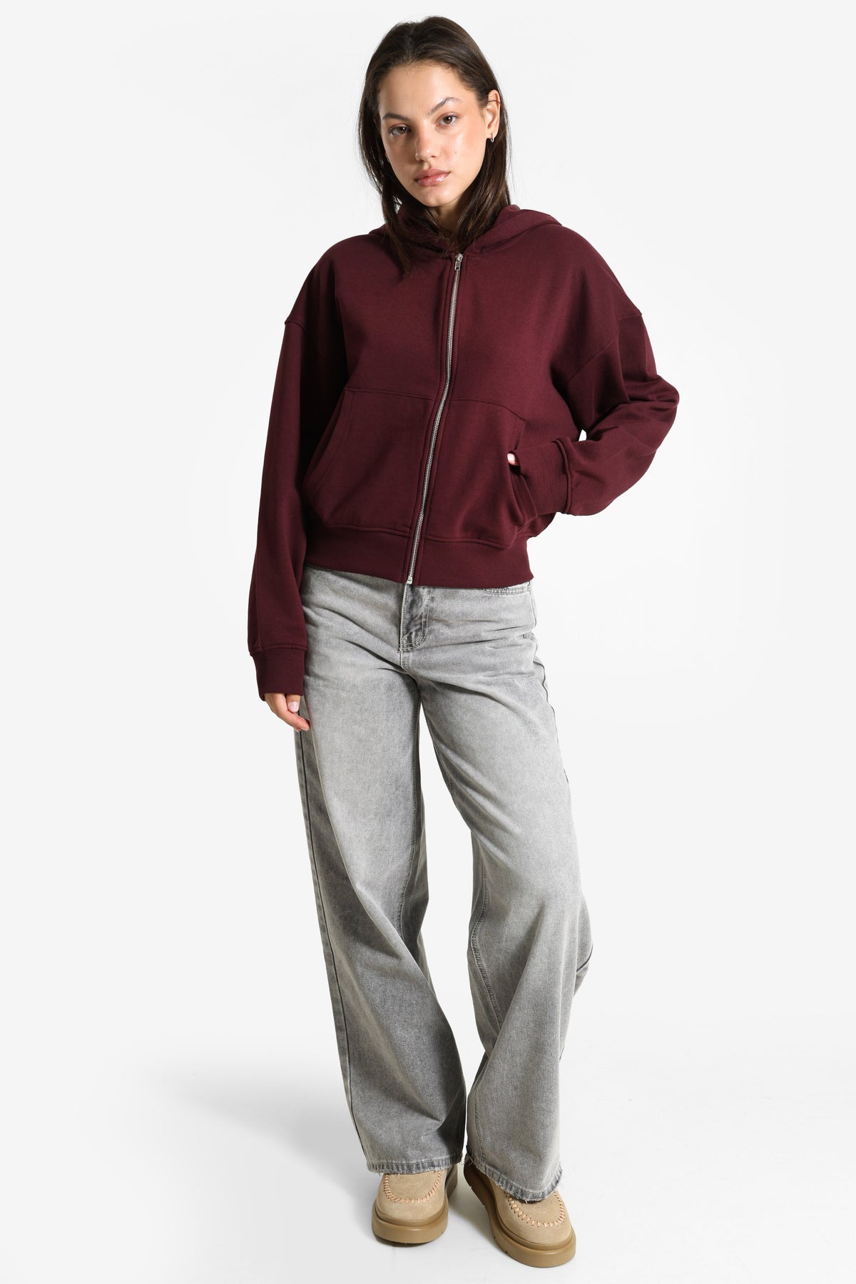 Kapuzensweatjacke - Bordeaux