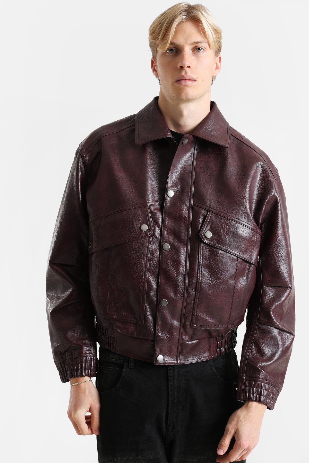Veste en similicuir - Burgundy