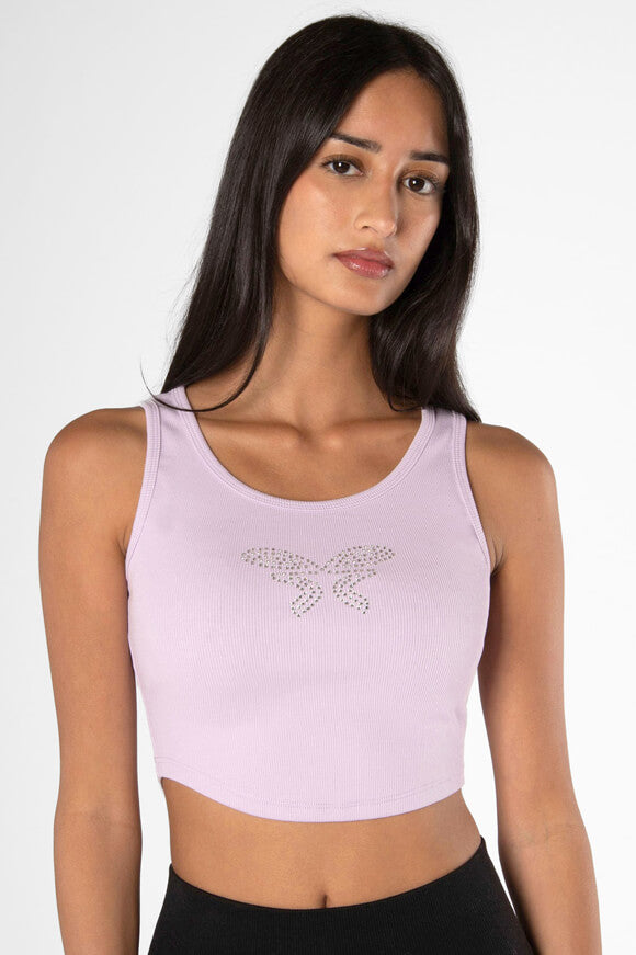 Ribbed crop tank top - Lavender